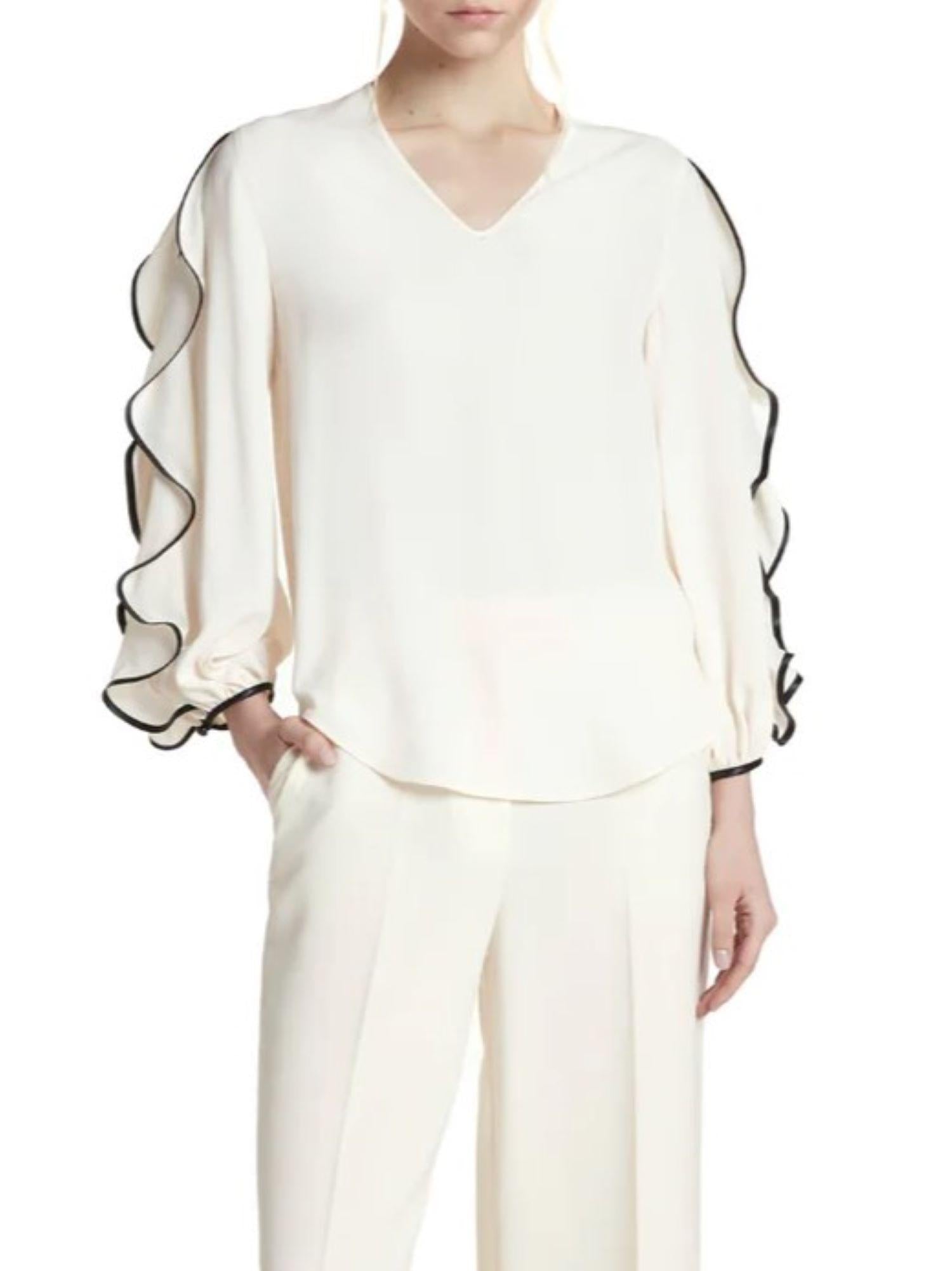 Simona Corsellini blusa misto seta con rouches avorio P26CPBL01001 0359 SIMONA CORSELLINI