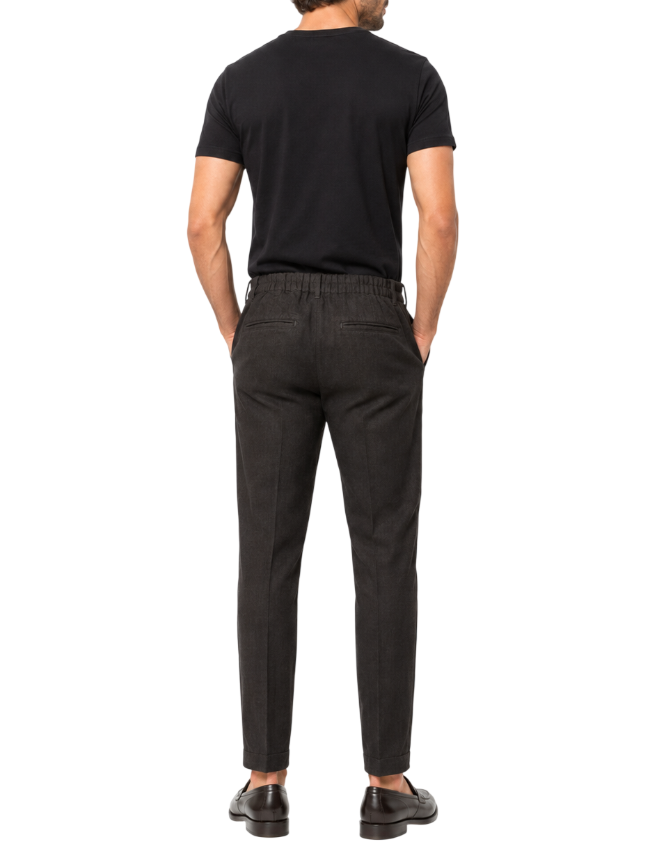 Le Braghe pantaloni uomo in lino slim marrone moro M314-1615 CACAO Le Braghe