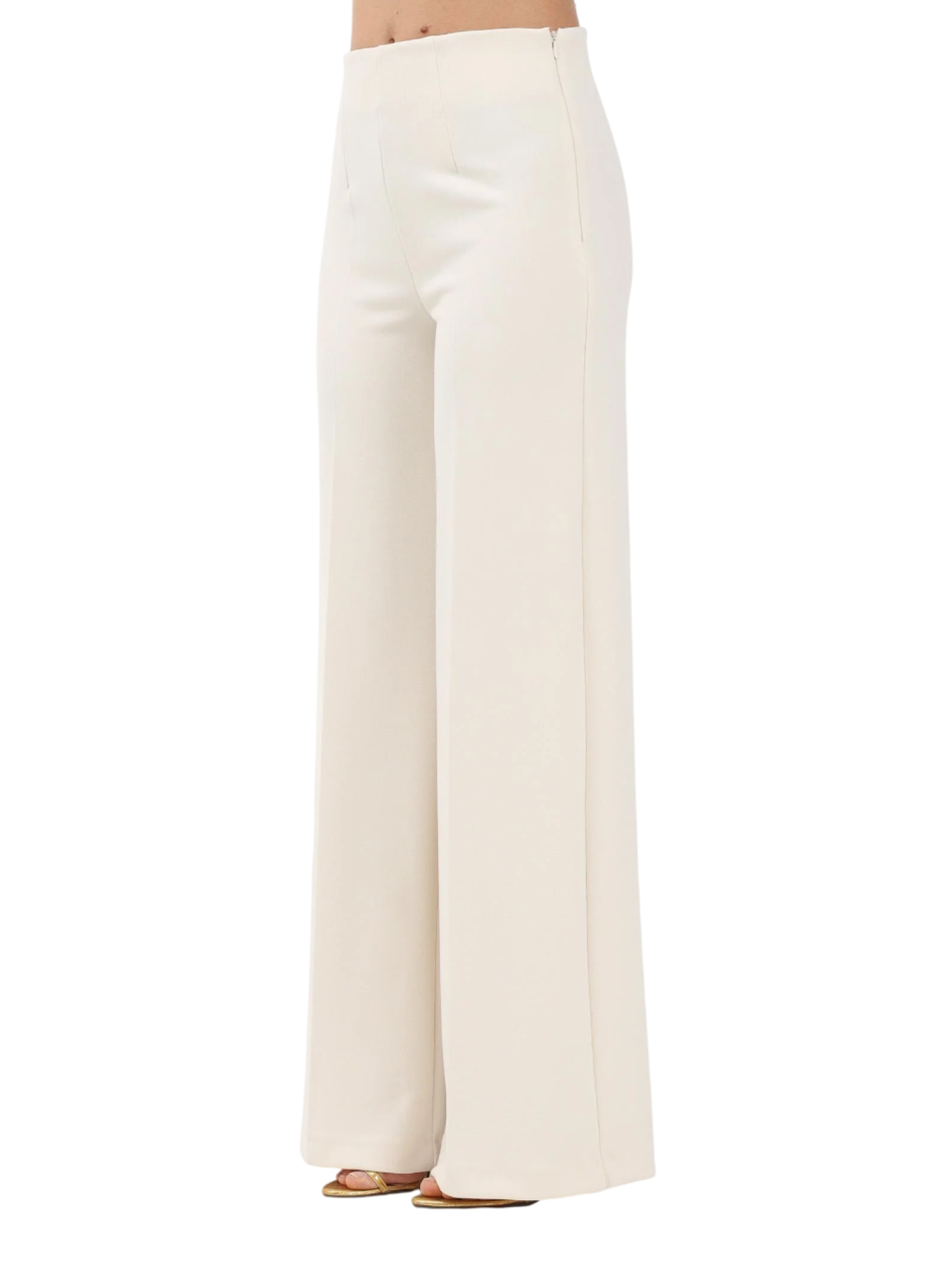 Vicolo pantaloni palazzo in tessuto crepe bianco latte TAB0259 LATTE VICOLO