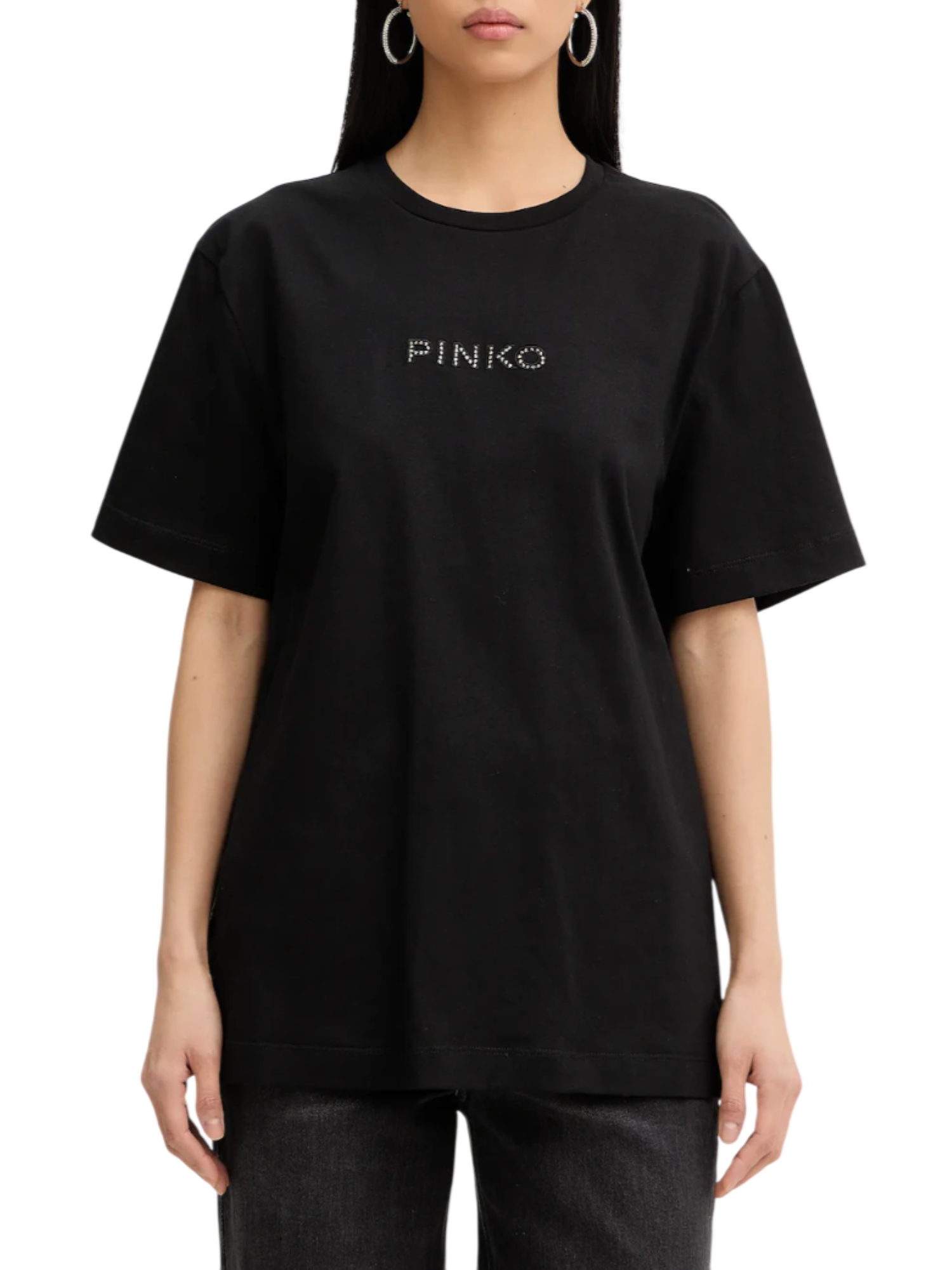 Pinko T-shirt Strepitoso con logo strass nero 105526-A33S Z99 PINKO