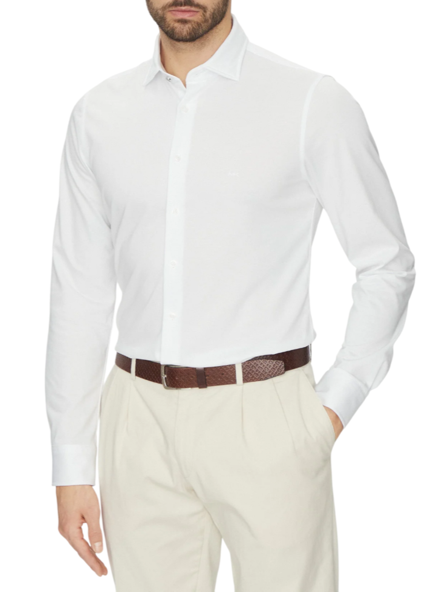 Michael Kors camicia slim fit in tessuto stretch bianco MD0MD91498 M100 MICHAEL KORS