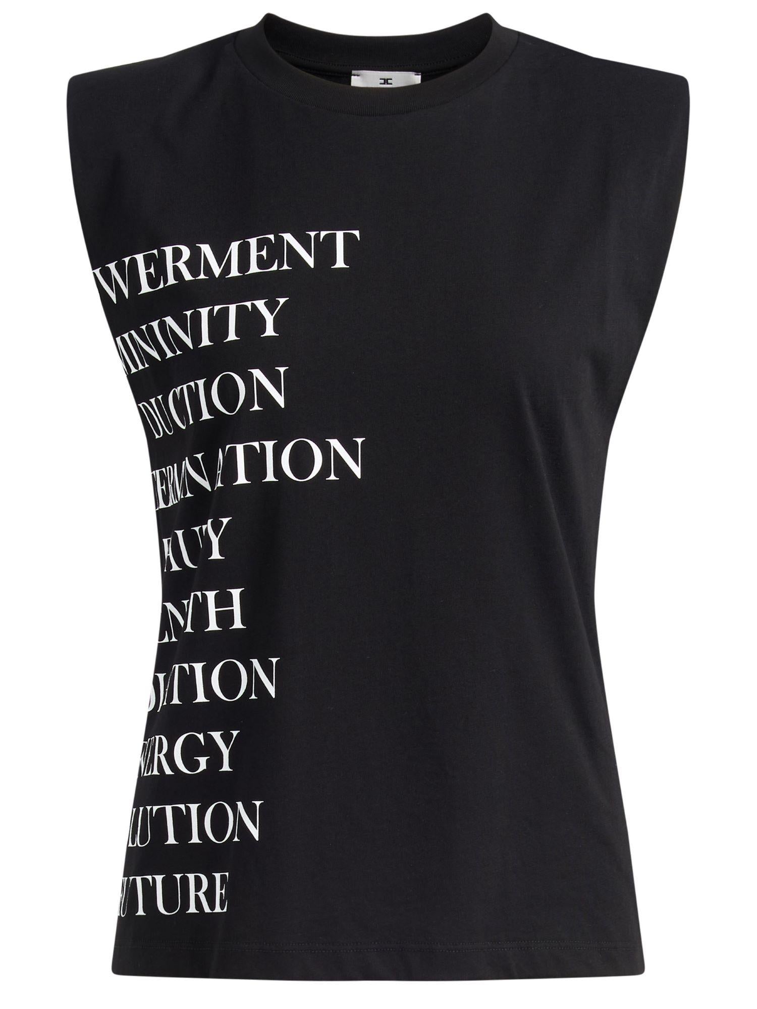 Elisabetta Franchi T-shirt smanicata con spalline nero MA70P61 110 ELISABETTA FRANCHI