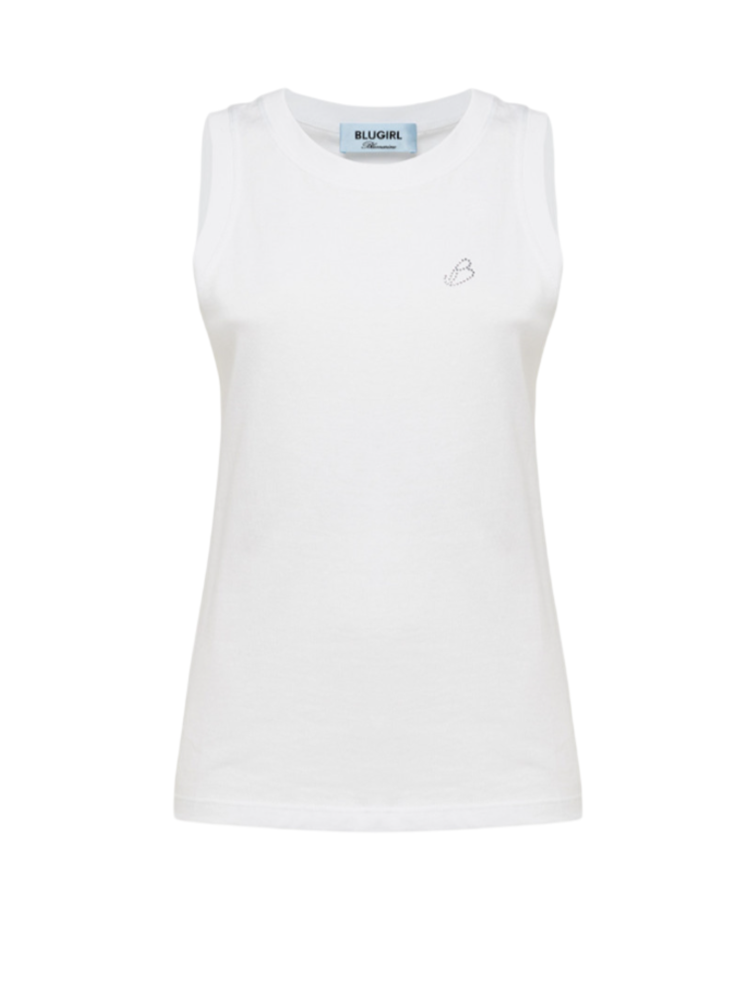 Blugirl canotta in jersey con logo strass bianco RA6044J3841 11111 BLUGIRL
