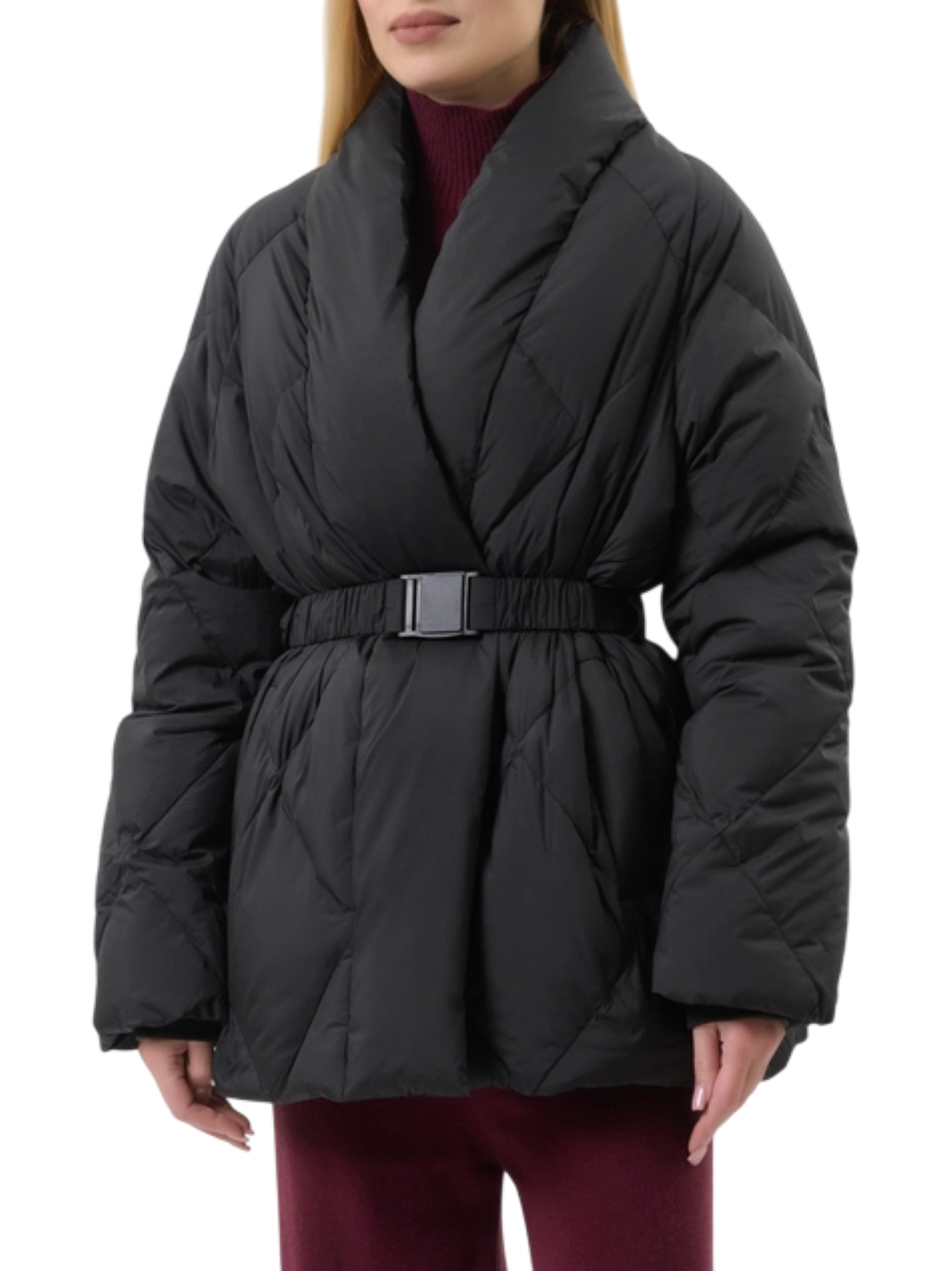 Vicolo piumino trapuntato con cintura nero TF0087 NERO VICOLO