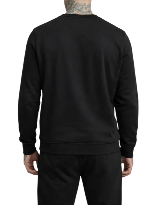 Icon felpa uomo con stampa logo nero IUF008 NERO-BIANCO ICON