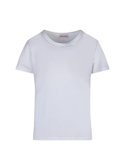 Sandro Ferrone T-shirt manica corta donna con strass bianco S87XBFSTRAS BIANCO Sandro FERRONE