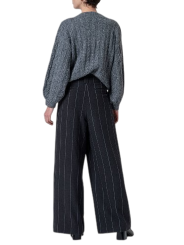 Surkana pantaloni gessati gamba larga grigio 565IRDI525 81 SURKANA