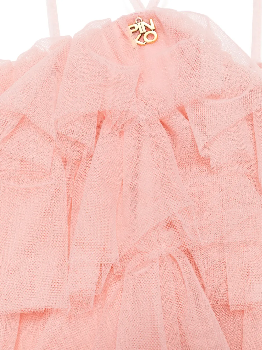 Pinko Up tuta jumpsuit corta con balze in tulle rosa KFTA0040TU005 C052 PINKO KIDS