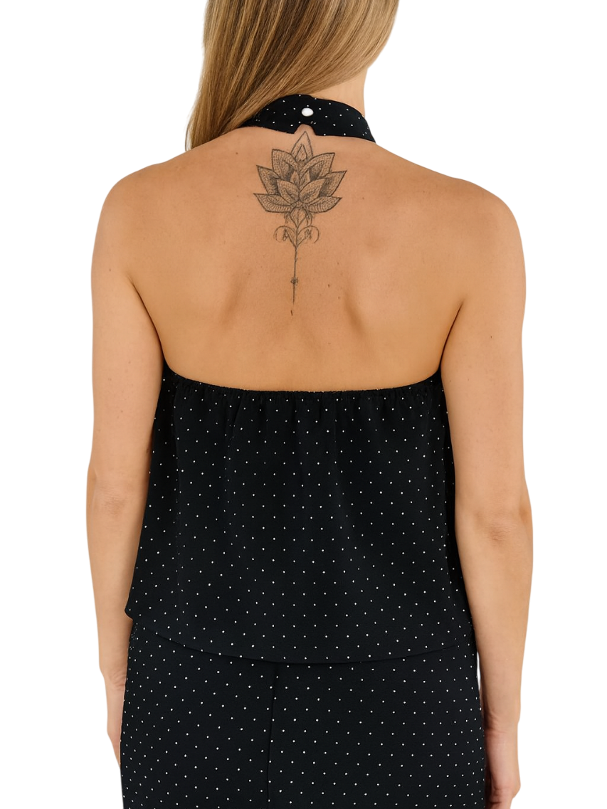 Haveone top scollo gronda con strass nero RFW-P067 NERO HAVEONE