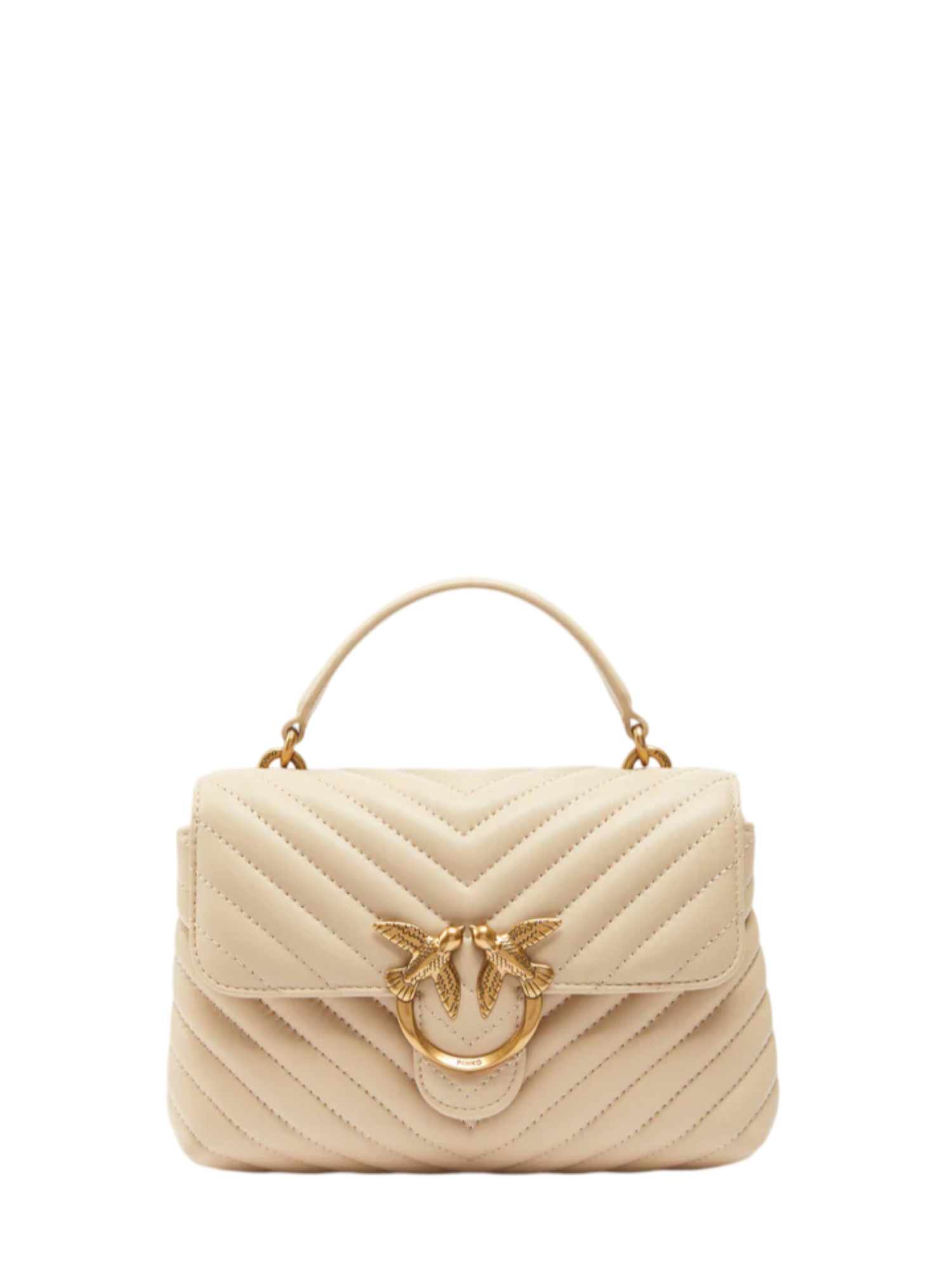 Pinko borsa Love Bag Lady Puff Mini in pelle chevron beige oro 100044-A0GK C50Q PINKO