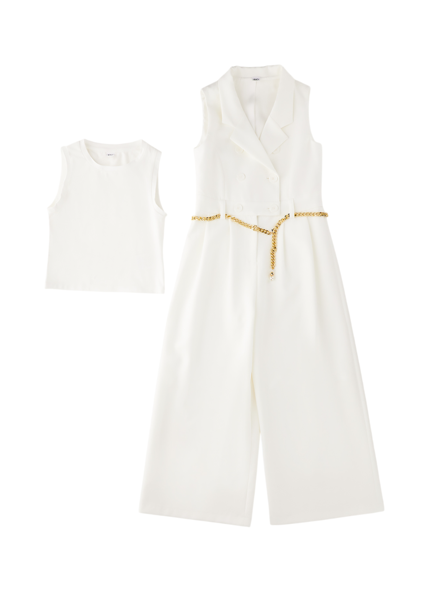 iDo tuta jumpsuit bambina con catenella panna 4G778 0112 iDO