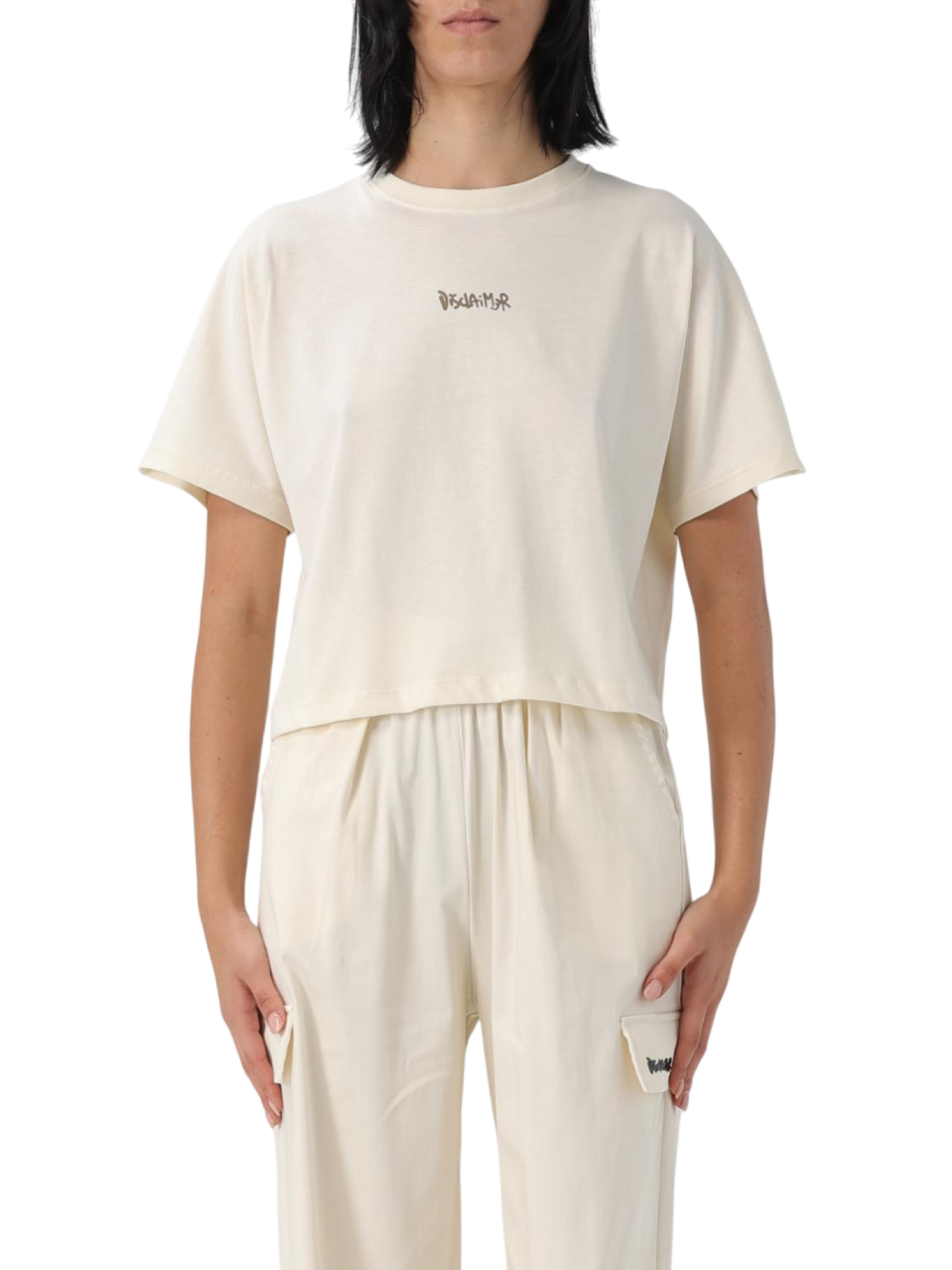 Disclaimer T-shirt crop manica corta beige chiaro 55151 LATTE-ST.MACULATA DISCLAIMER