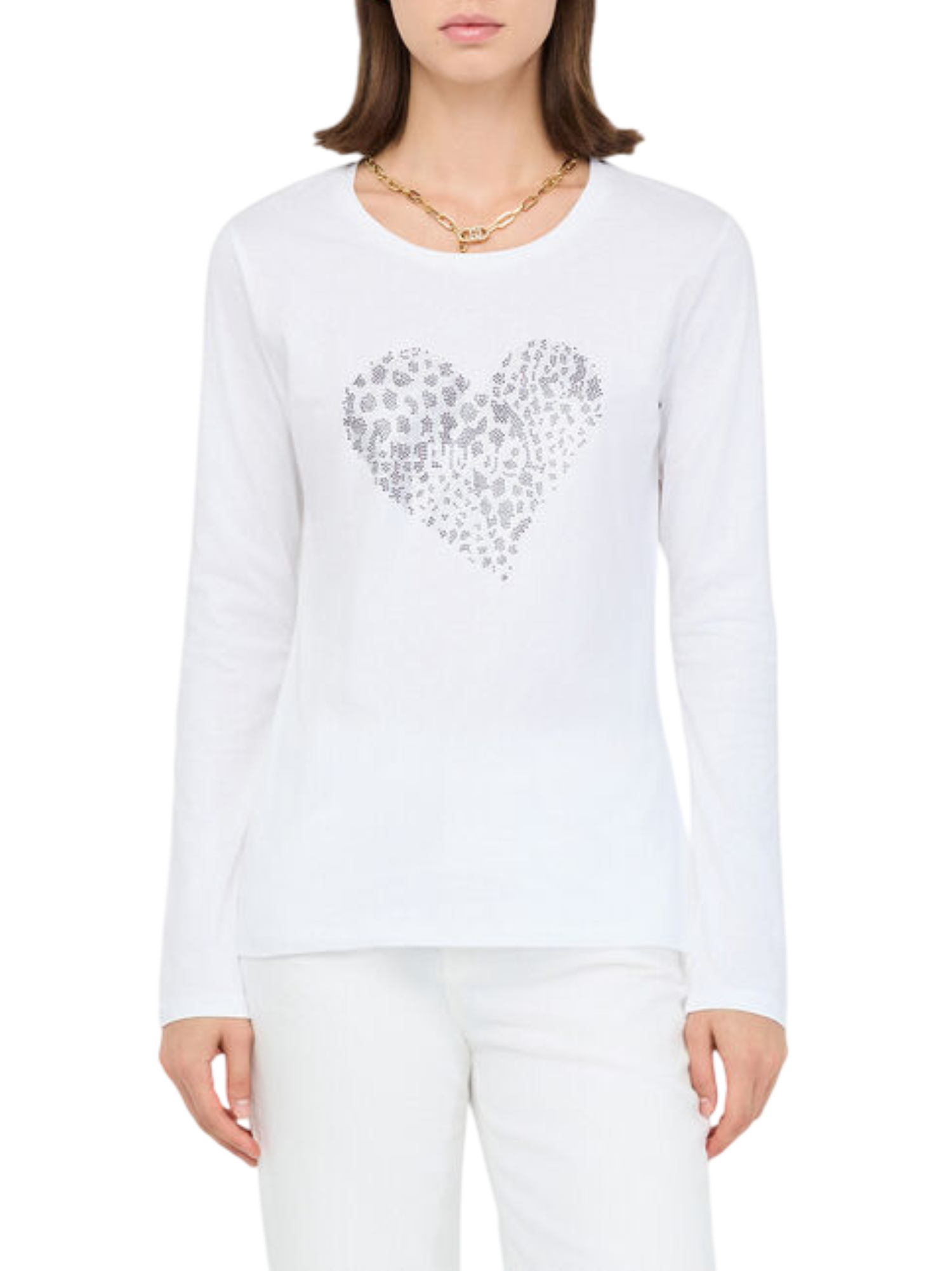 Liu Jo T-shirt manica lunga con logo strass bianco UF5282JS923 P9003 LIU JO
