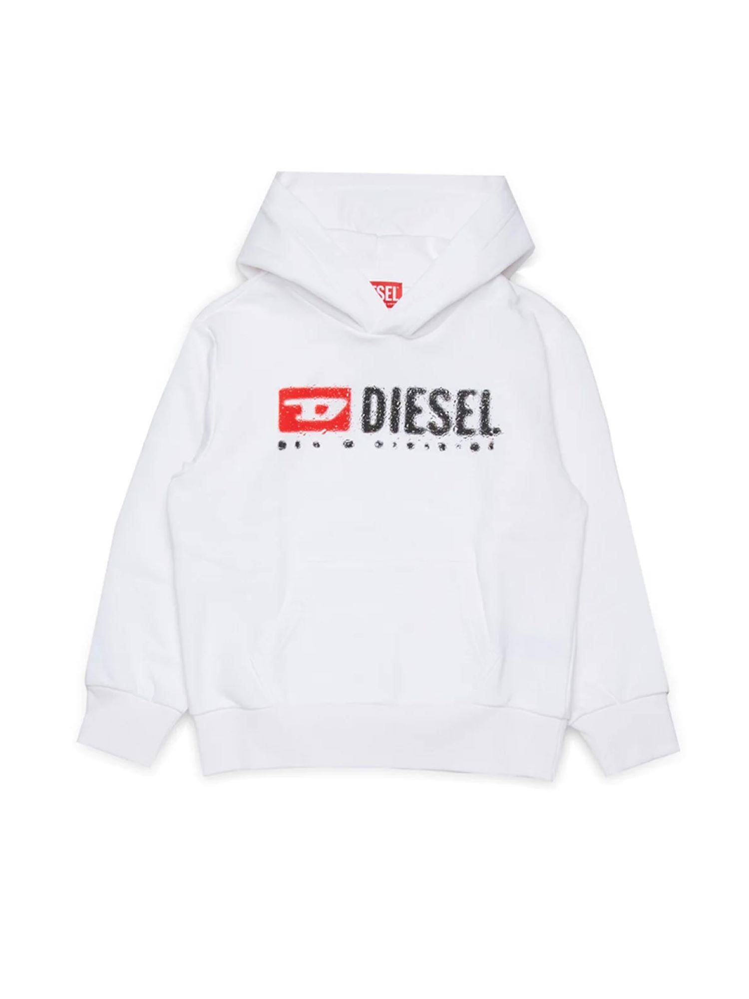Diesel felpa bambino con cappuccio bianco J02485-KYAZ3 K100 DIESEL