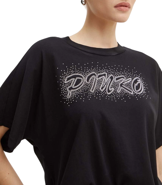 Pinko T-shirt manica corta Duetto con logo strass nero 103993-A231 Z99 PINKO