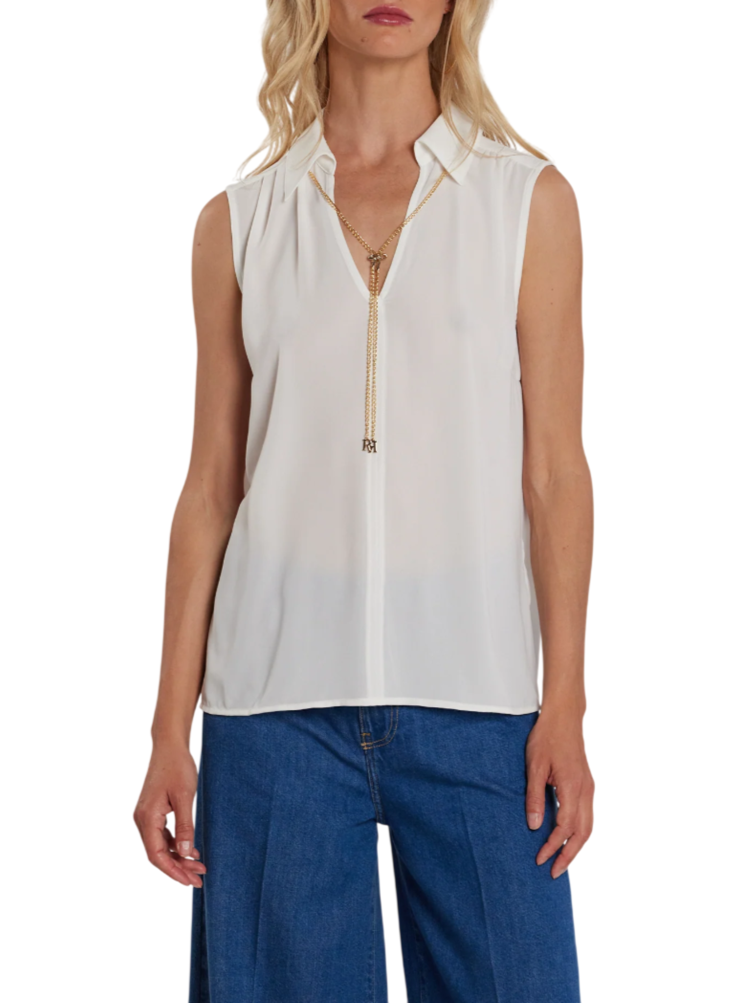 Relish blusa smanicata Jeanne con catenina bianco latte JEANNE 1101 RELISH