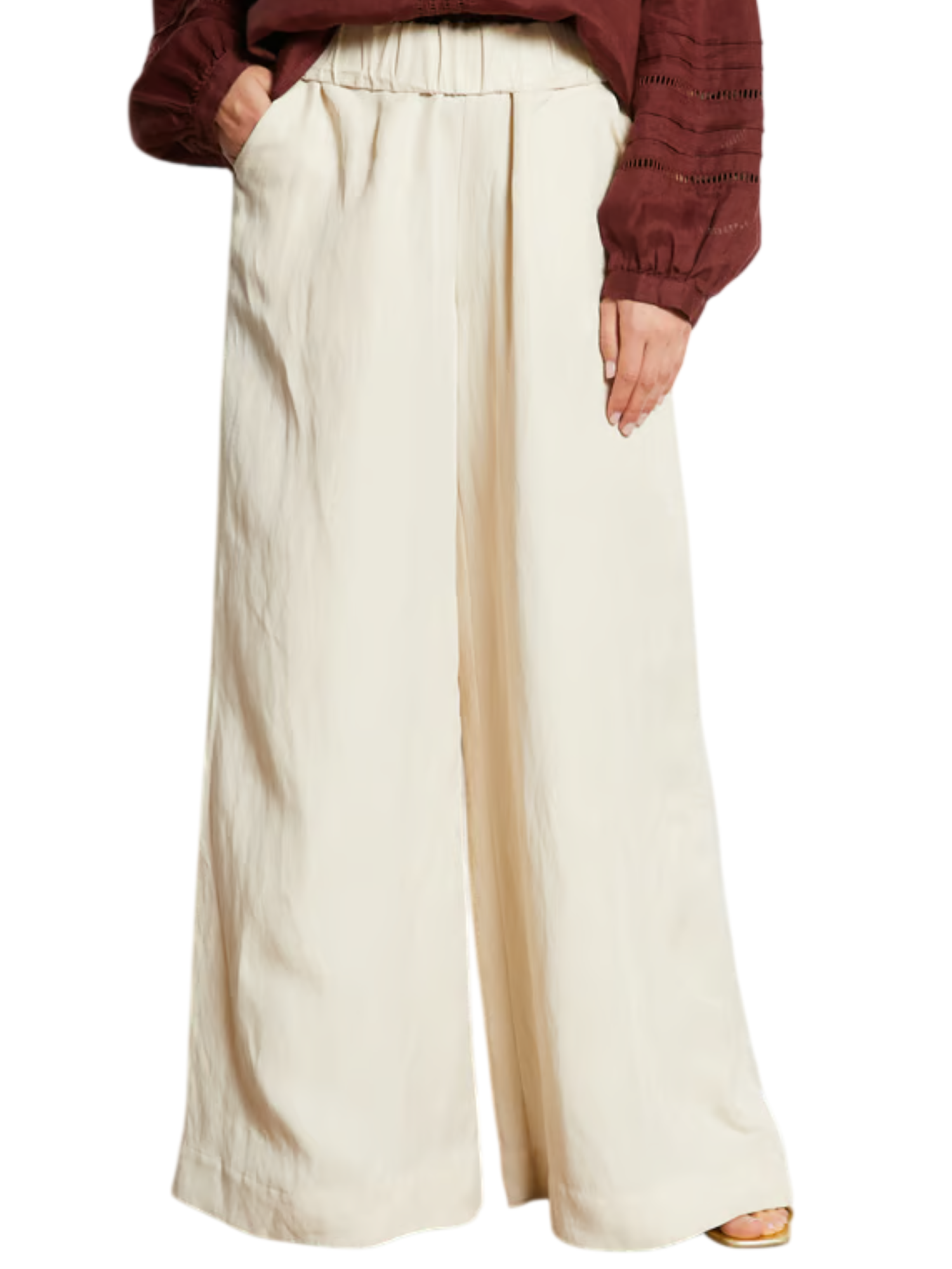 Jc Sophie pantaloni palazzo Leaf misto lino beige chiaro L3133 SAND JC SOPHIE