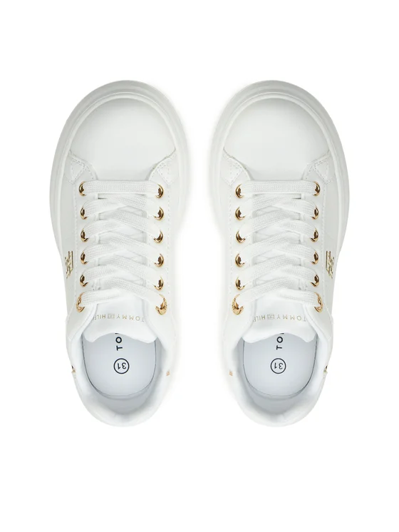 Tommy Hilfiger sneakers in ecopelle con logo bianco oro T3A9-33749-1355 100 Tommy Hilfiger