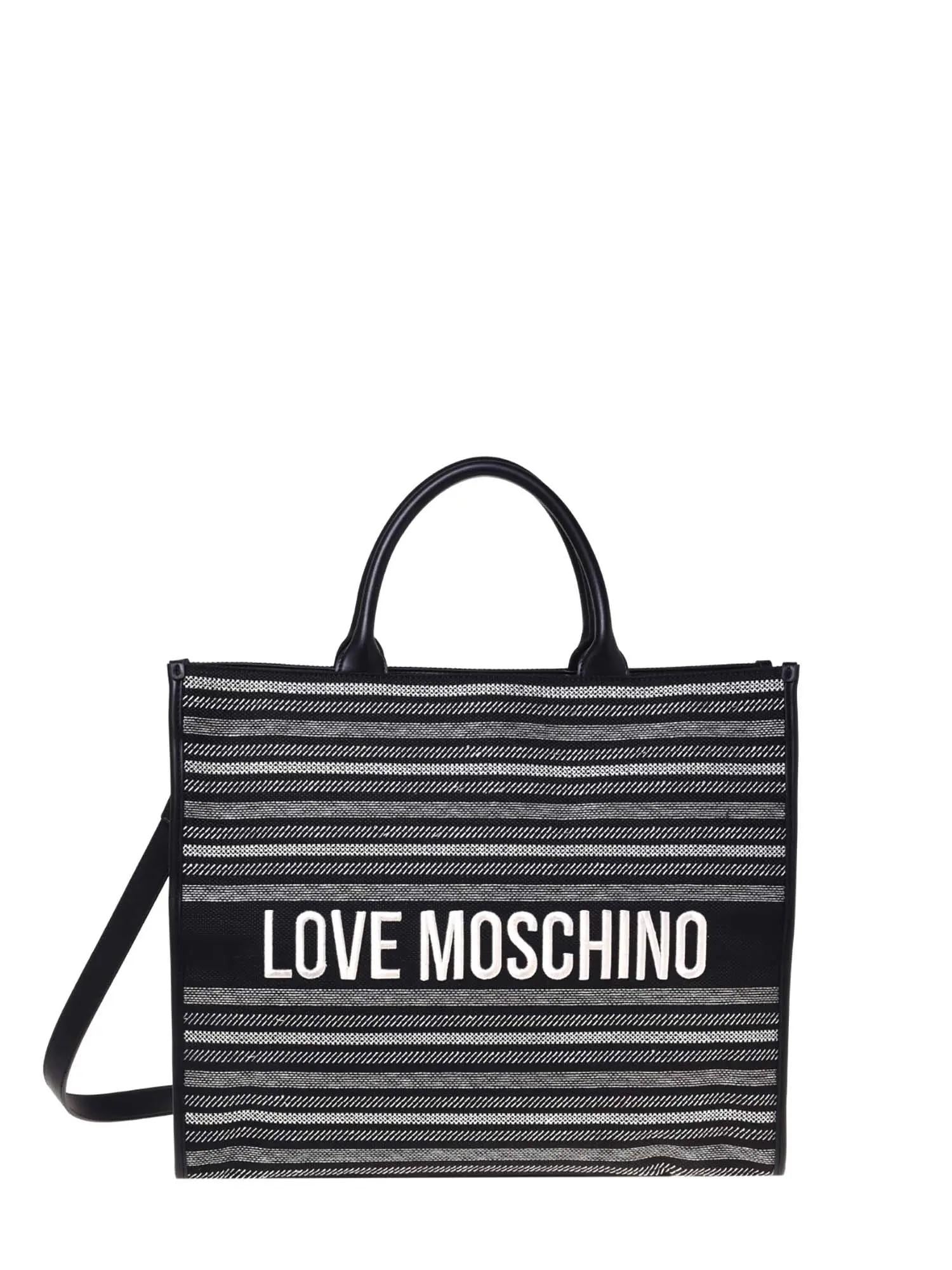 Love Moschino borsa a mano in tessuto con maxi logo nero JC4239PP0M-KO1 00A MOSCHINO LOVE