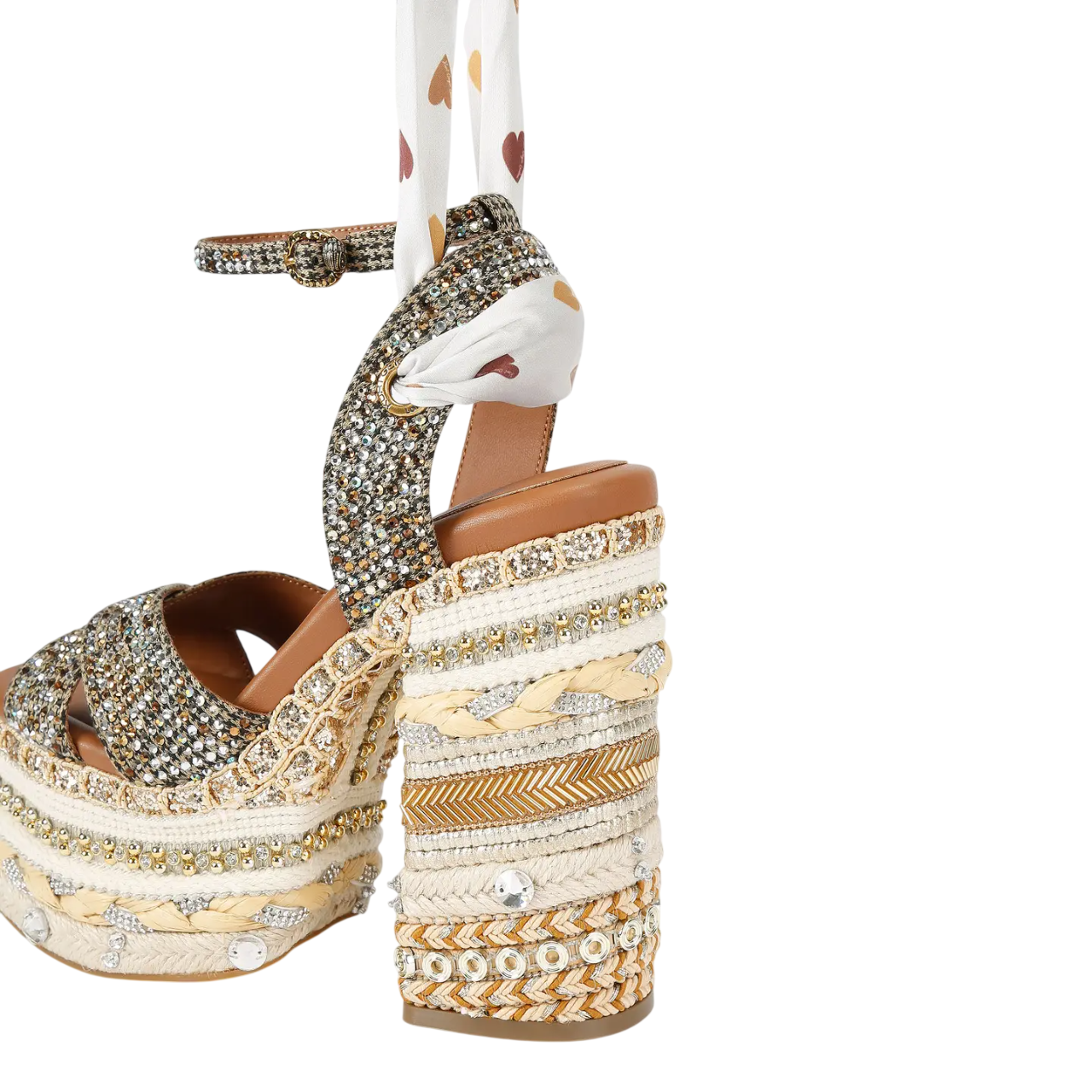 Kurt Geiger sandali alti Chelsea Scarf Platform con applicazioni gioiello beige 4352443609 BEIGE KURT GEIGER