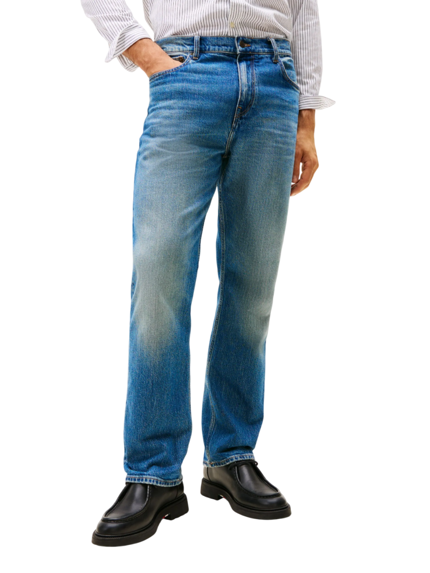 Tommy Hilfiger jeans uomo gamba larga lavaggio blu MW0MW40369 1A9 Tommy Hilfiger