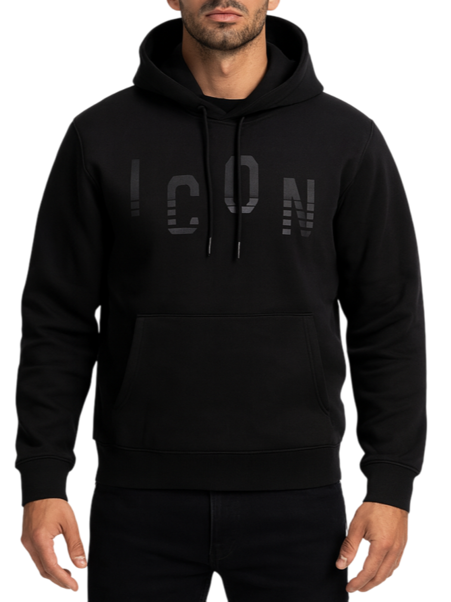 Icon felpa uomo con cappuccio nero ICUF2W6F057 NERO ICON