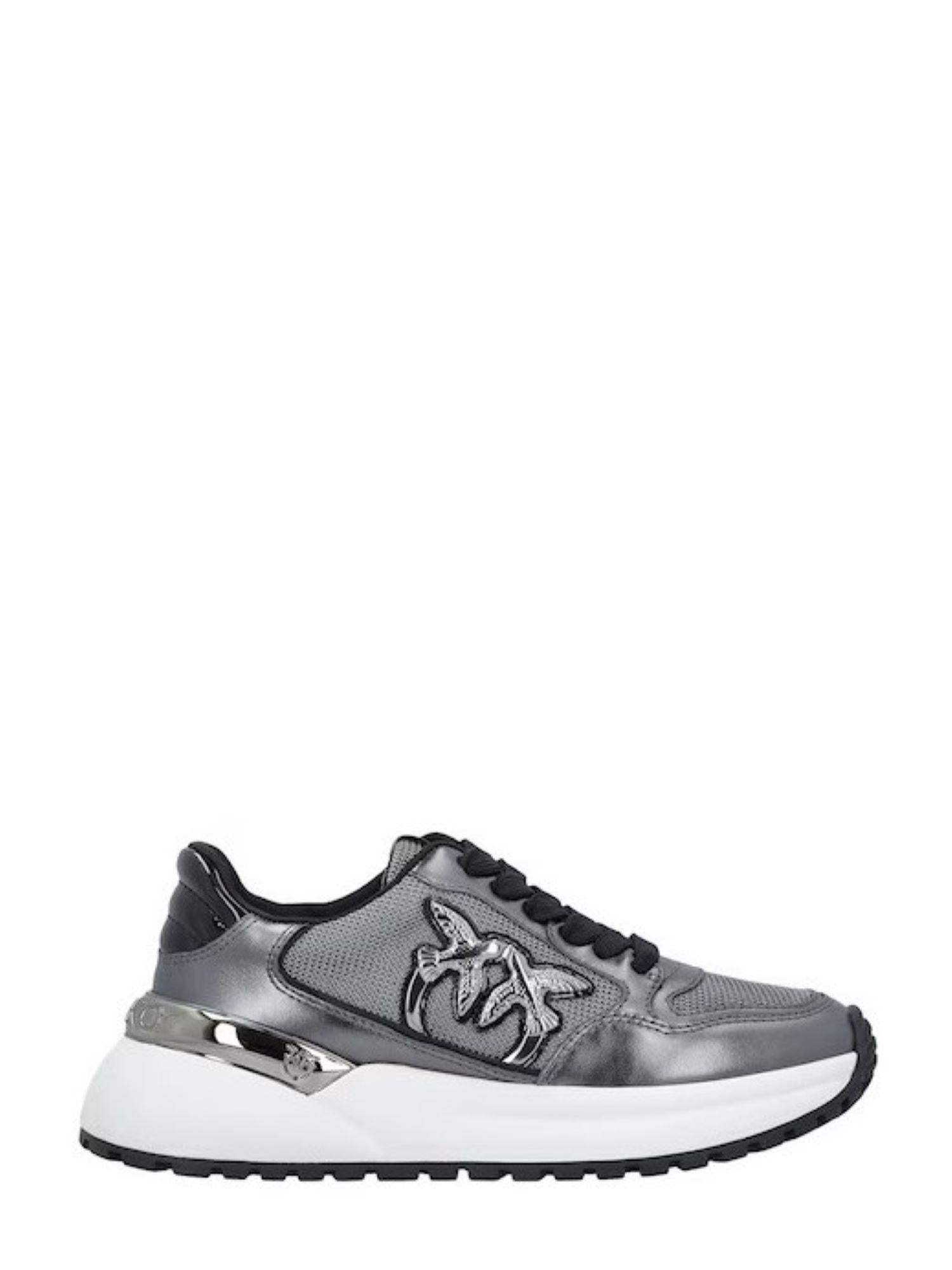 Pinko sneakers Gem in mesh e nappa laminata argento SS0055P105 K27 PINKO