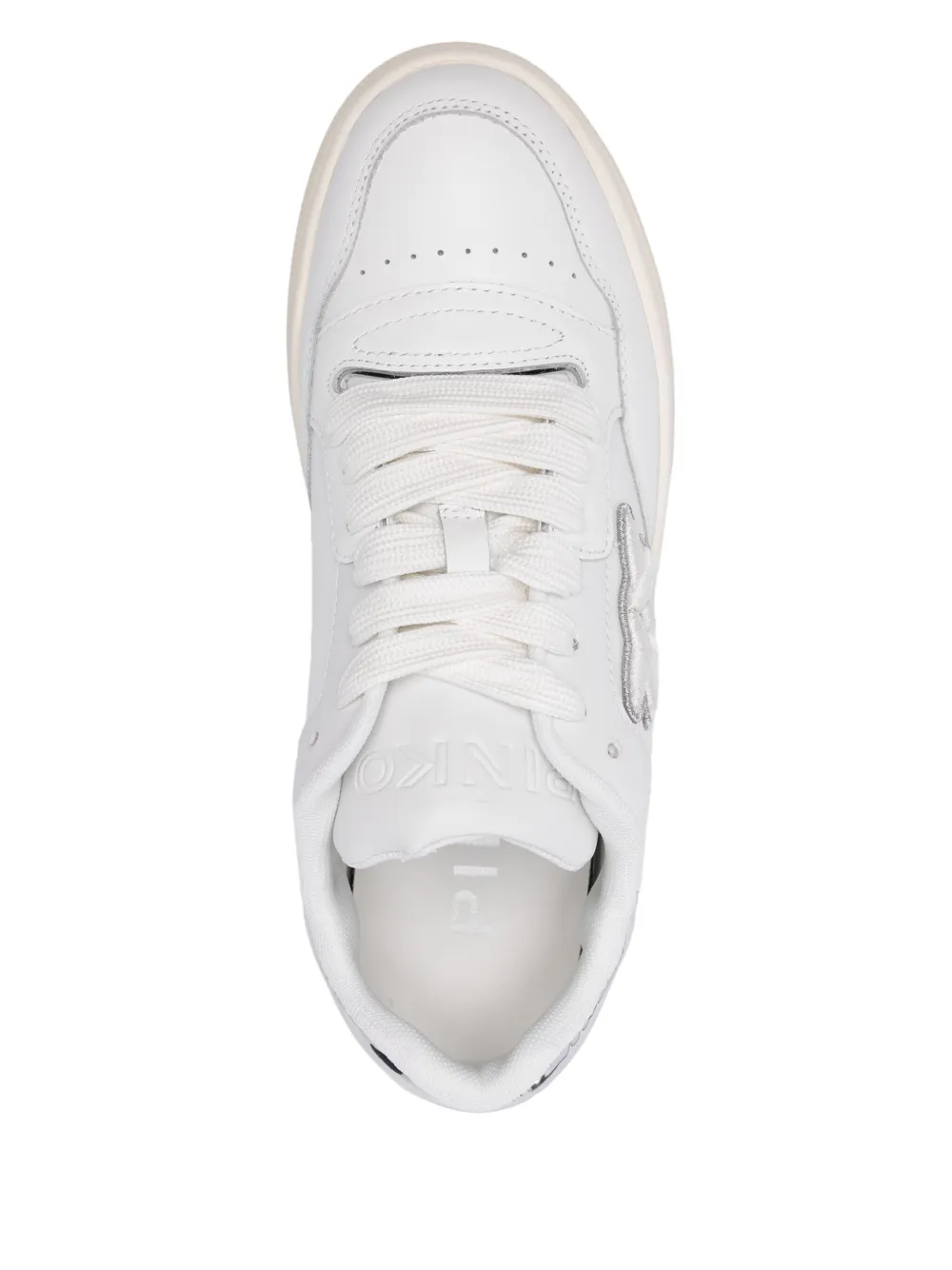 Pinko sneakers Mandy in pelle con logo Love Birds bianco argento SS0077P014 ZI6 PINKO
