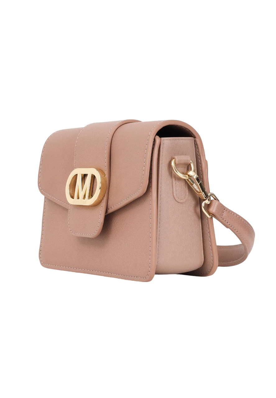 Marc Ellis borsa in ecopelle saffiano Flat Kourtney tortora FLAT KOURTNEY TAUPE-LIGHT GOLD MARC ELLIS