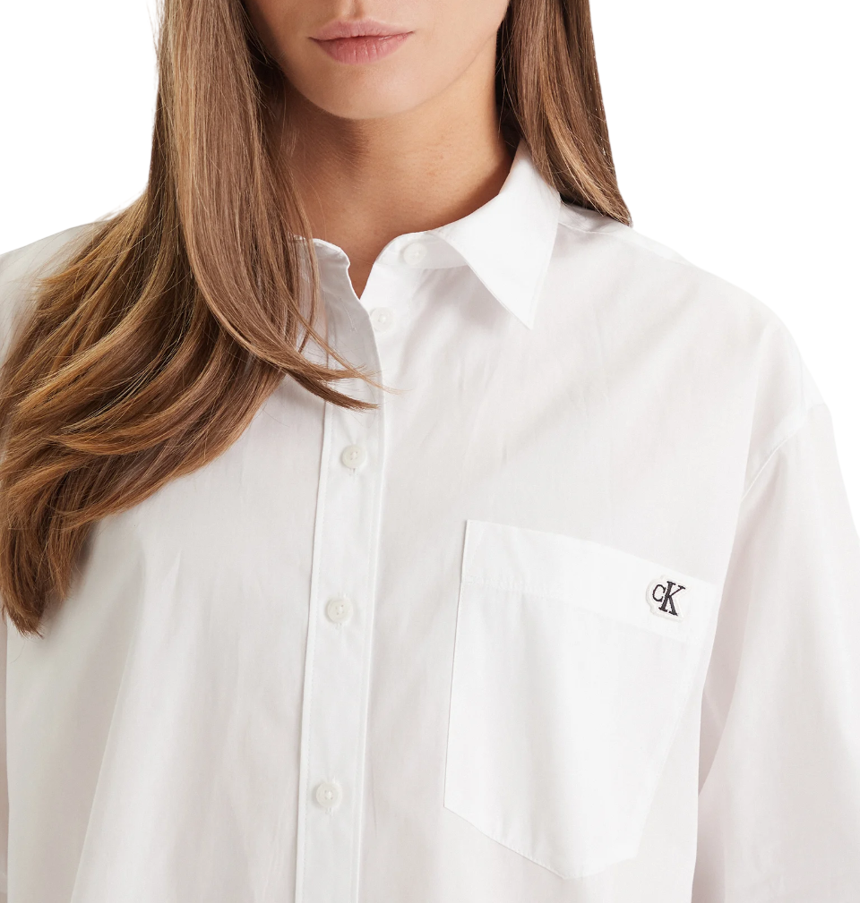Calvin Klein Jeans camicia donna in cotone manica lunga bianco LV047F102G YAA Calvin Klein Jeans