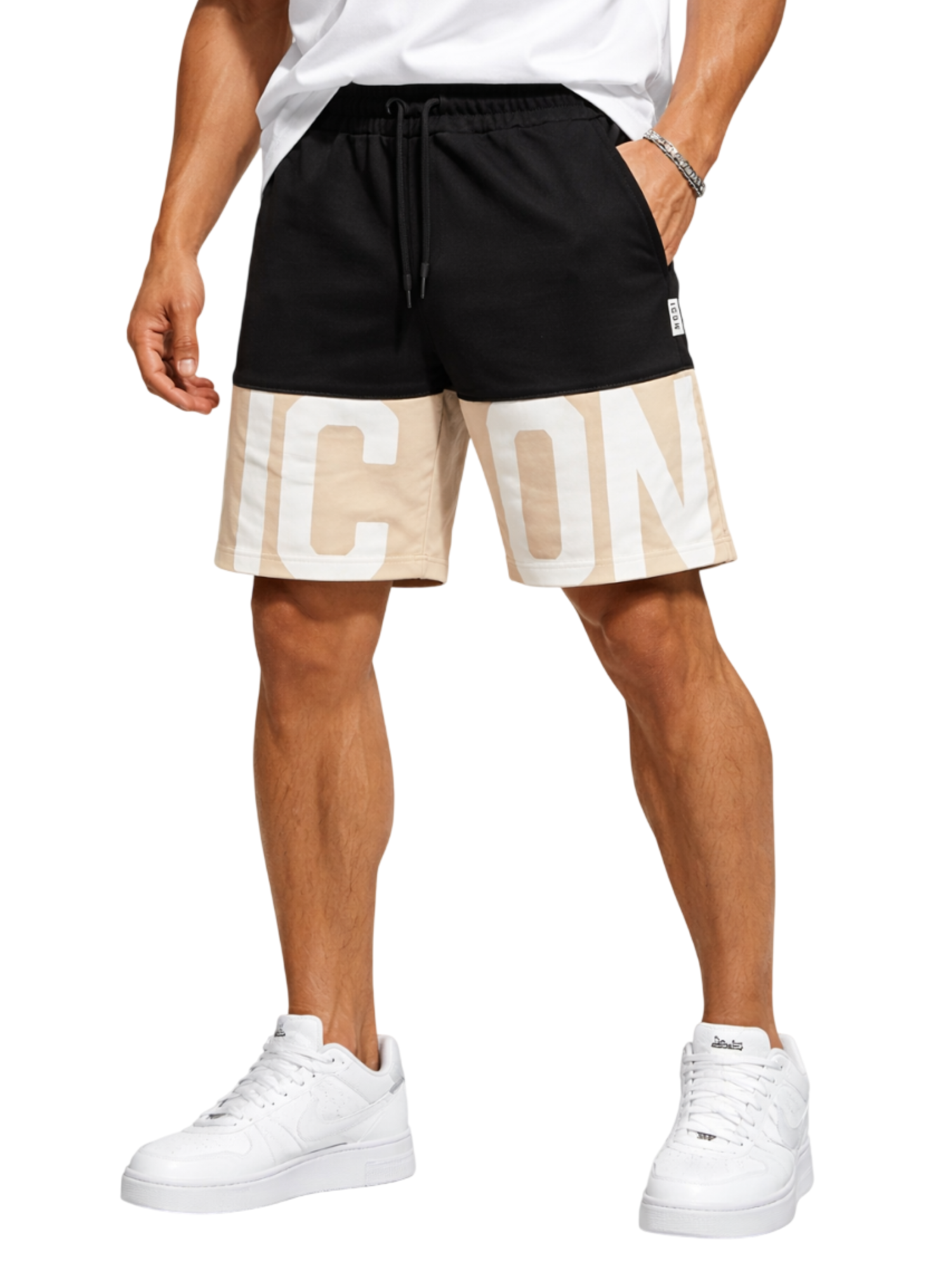 Icon bermuda uomo con maxi logo nero IUB006 NERO ICON