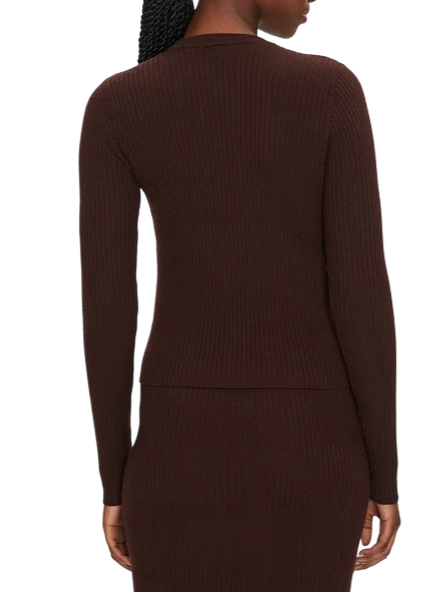 Pinko maglia manica lunga Robusto a costine misto lana marrone 104020-A15S M28 PINKO
