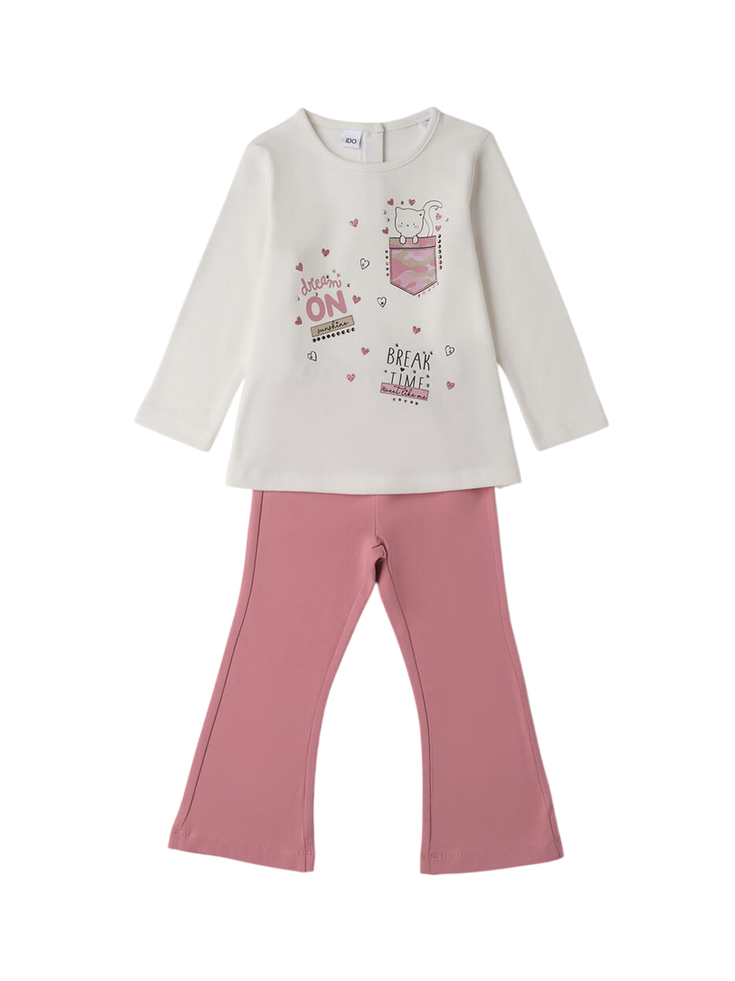 iDo completo T-shirt e leggings bianco rosa 4F332 0112 iDO