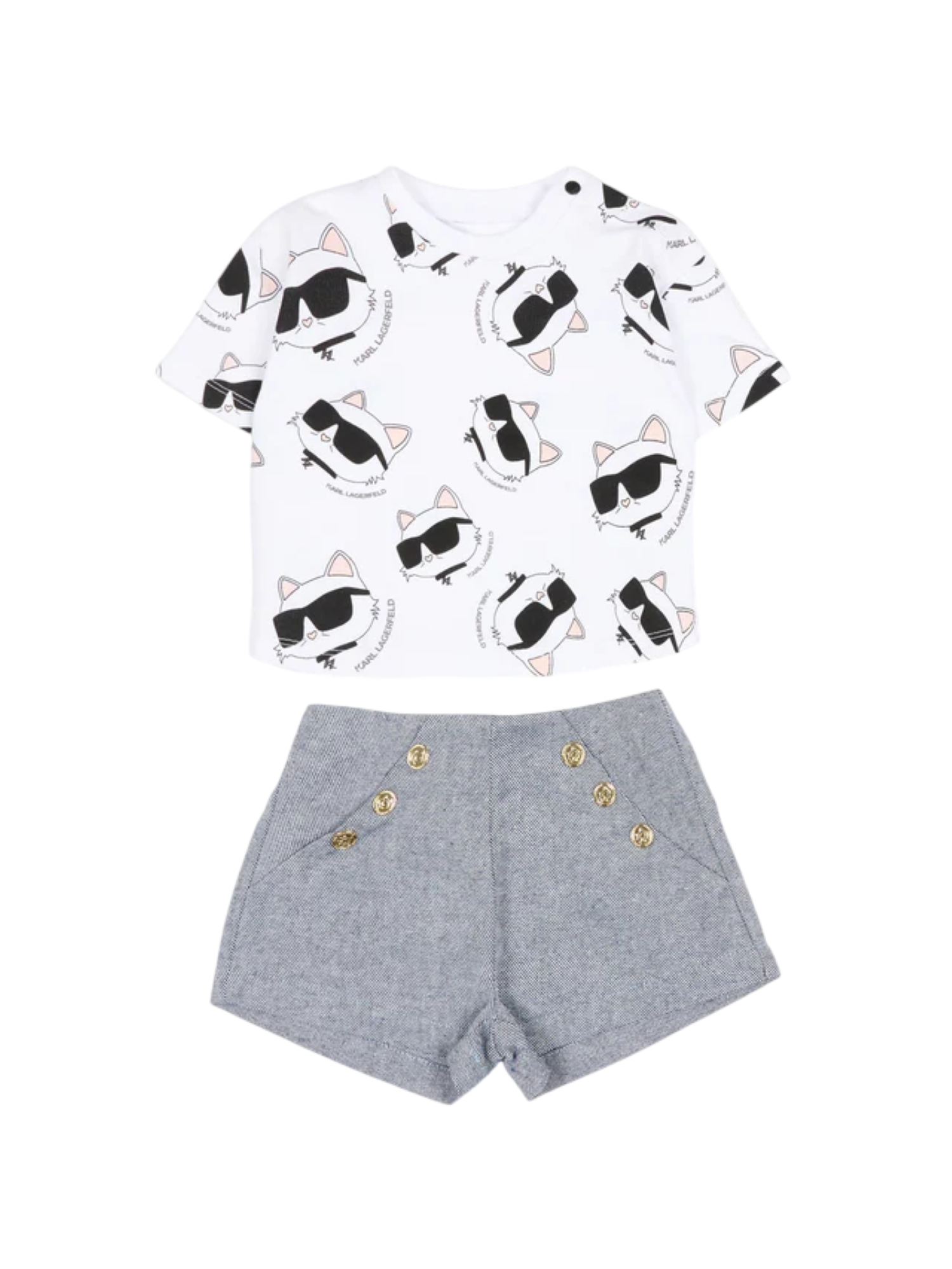 Karl Lagerfeld completo bambina T-shirt e shorts bianco nero Z31064 BIANCO KARL LAGERFELD KIDS