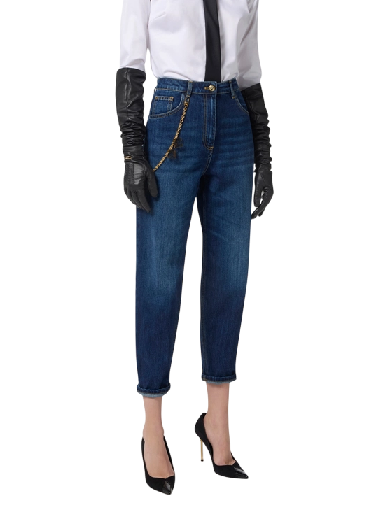 Elisabetta Franchi jeans con catenella logata lavaggio blu PJ14D56E2 104 ELISABETTA FRANCHI