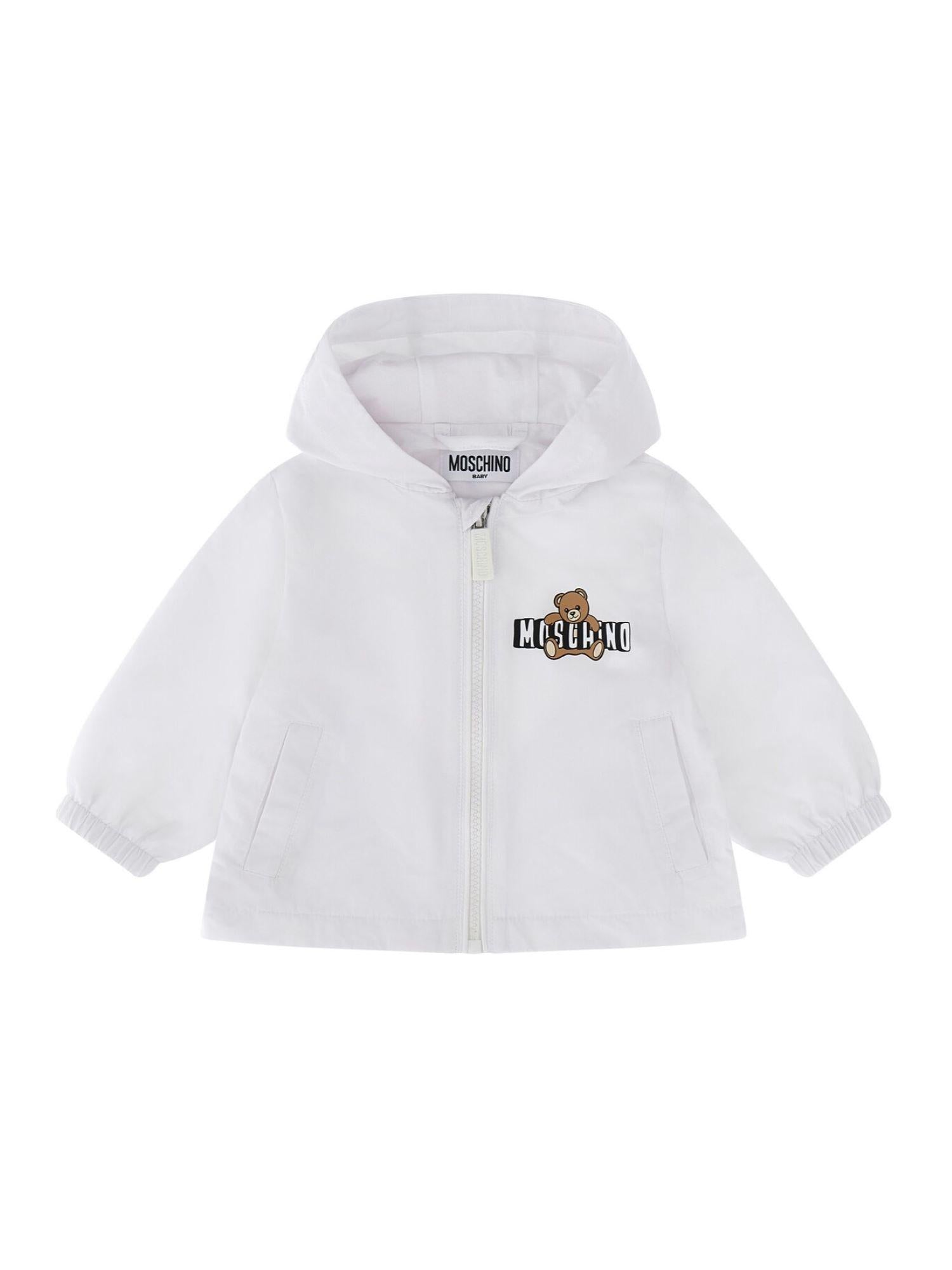 Moschino giubbino in nylon neonato con cappuccio bianco MUS033-L3A39 10101 MOSCHINO