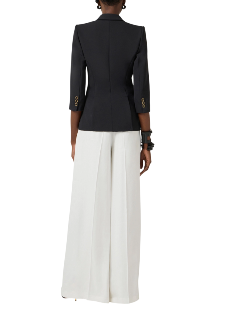 Elisabetta Franchi giacca blazer monopetto con dettagli logati nero GI21561 110 ELISABETTA FRANCHI