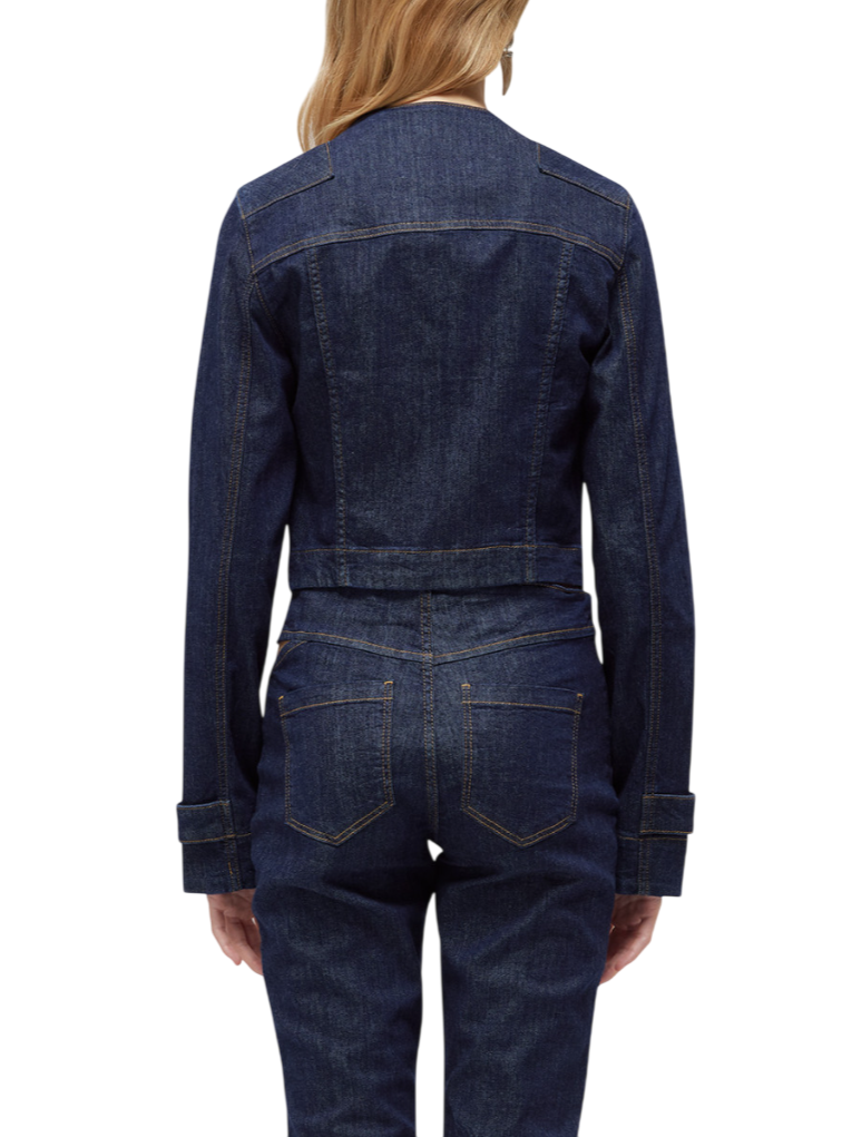 Blugirl giubbino in denim crop con spilla lavaggio blu RA6066D4992 77951 BLUGIRL