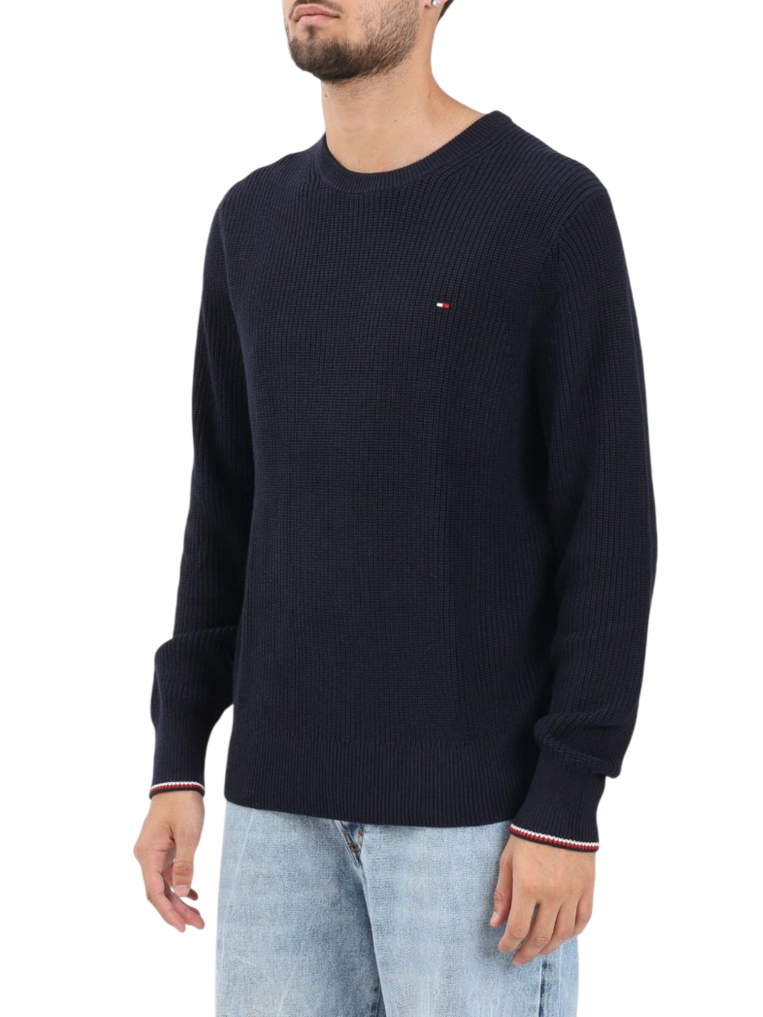 Tommy Hilfiger maglia uomo a costine blu MW0MW41516 DW5 Tommy Hilfiger