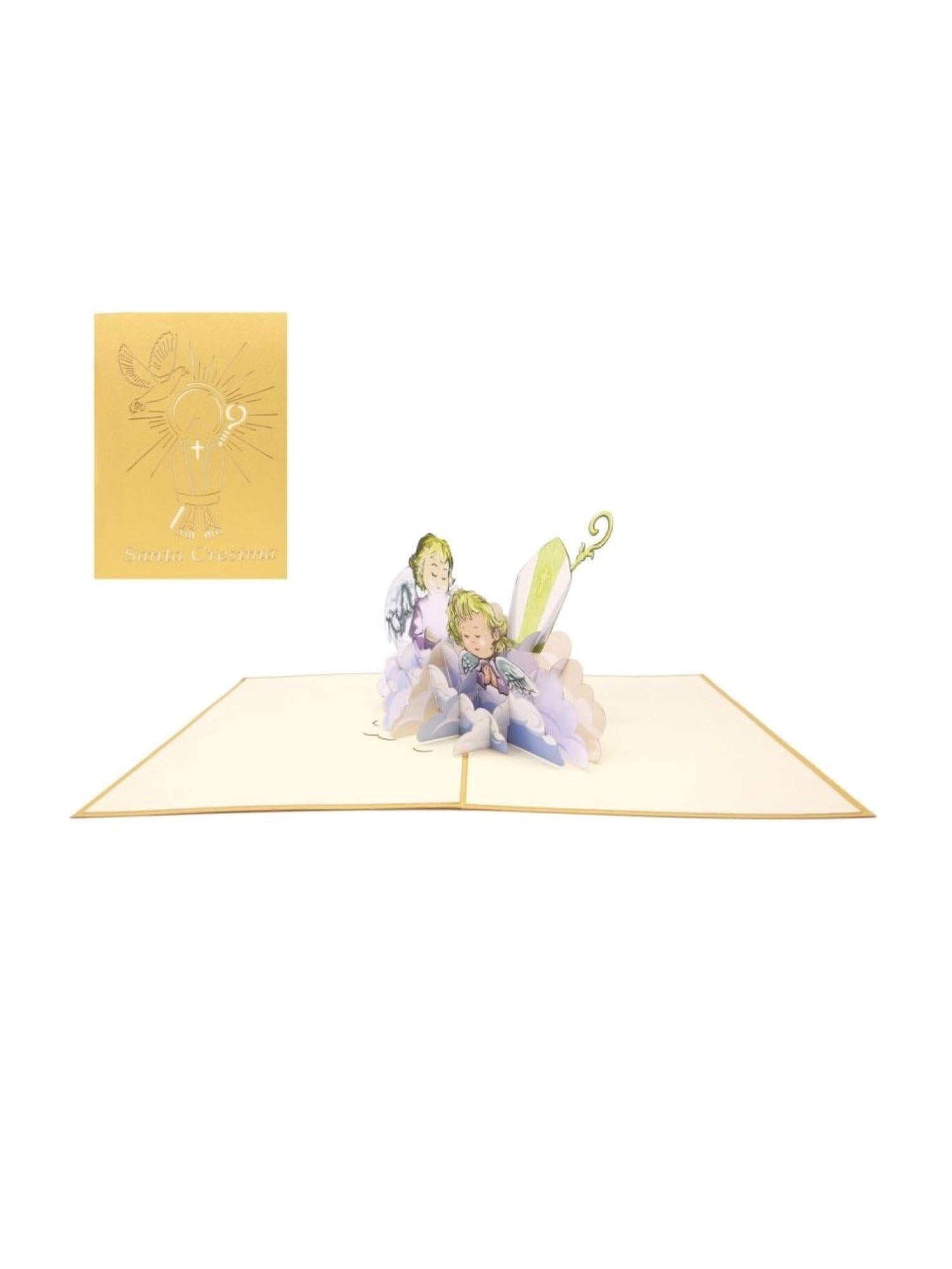 Origamo biglietto di auguri pop up con angeli Santa Cresima KN120 ANGELI SANTA CRESIMA ORIGAMO