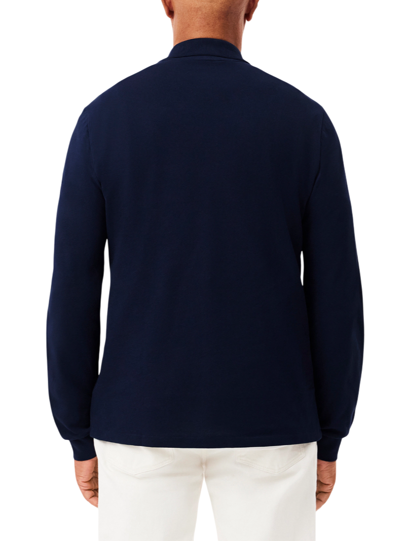 Lacoste polo manica lunga 12.12 in piquè blu navy L1312 166 LACOSTE