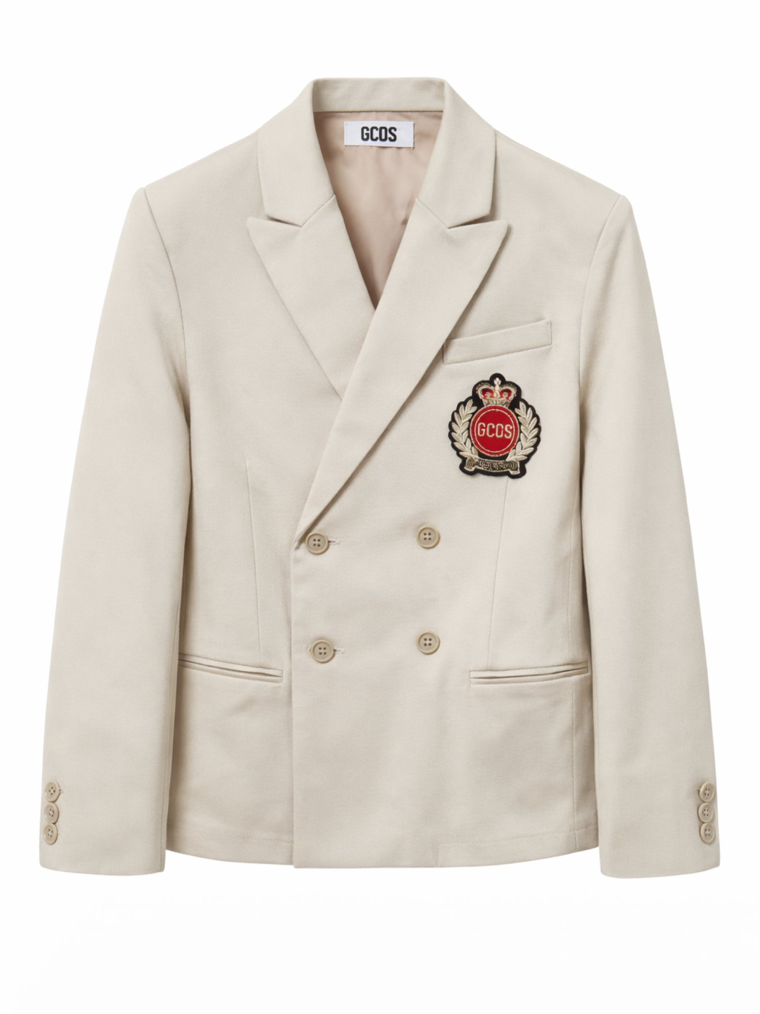 GCDS giacca doppiopetto bambino Formal beige C1BJQA810T328 SANDSHELL-BONE GCDS