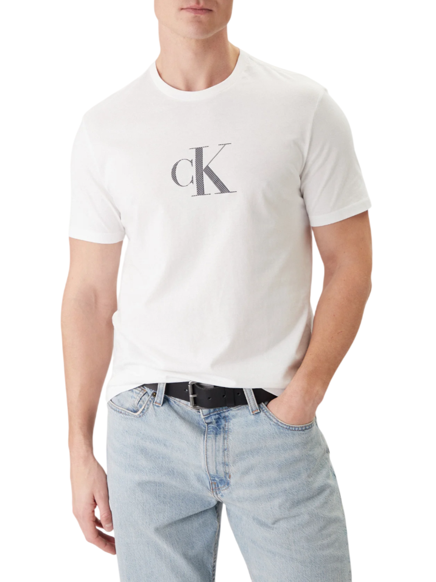 Calvin Klein T-shirt uomo manica corta con logo bianco LV04RF853G YAF Calvin Klein