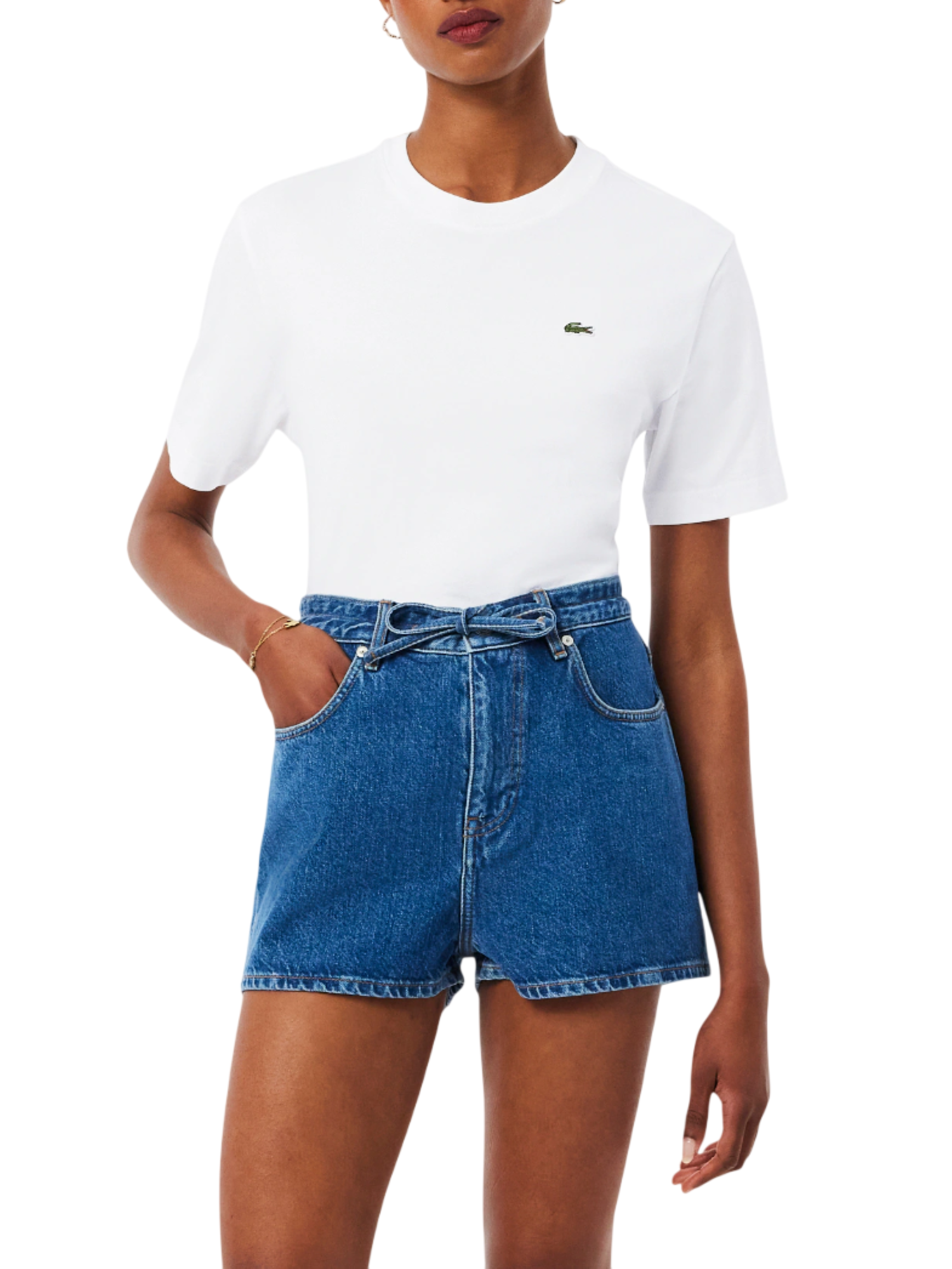 Lacoste T-shirt manica corta donna in jersey bianco TF7215 001 LACOSTE
