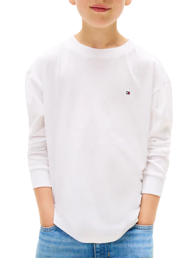 Tommy Hilfiger T-shirt bambino manica lunga bianco KB0KB09846 YBR Tommy Hilfiger