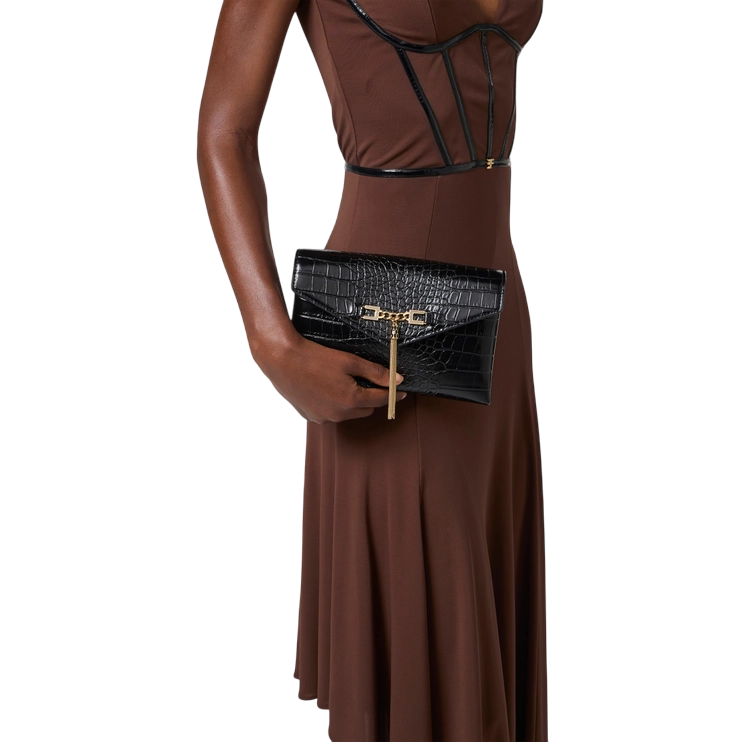 Elisabetta Franchi pochette in ecopelle coccodrillo nero BS56A57E2 110 ELISABETTA FRANCHI