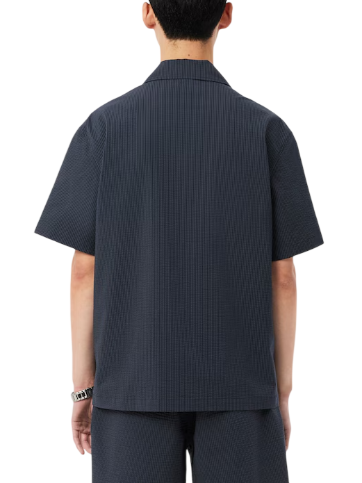 Lacoste camicia a righe uomo manica corta nero grigio CH2355 4CI LACOSTE