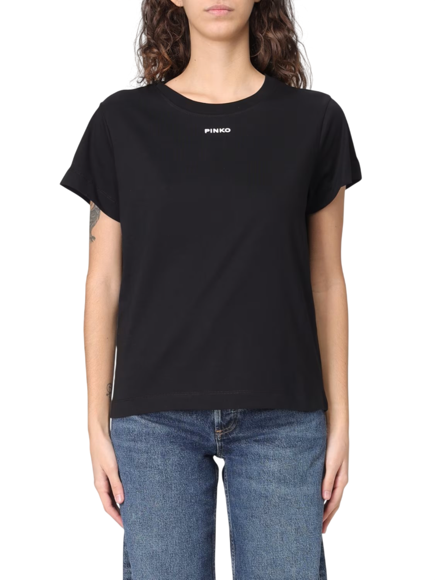 Pinko T-shirt manica corta Basico con logo nero 100373-A34F Z99 PINKO