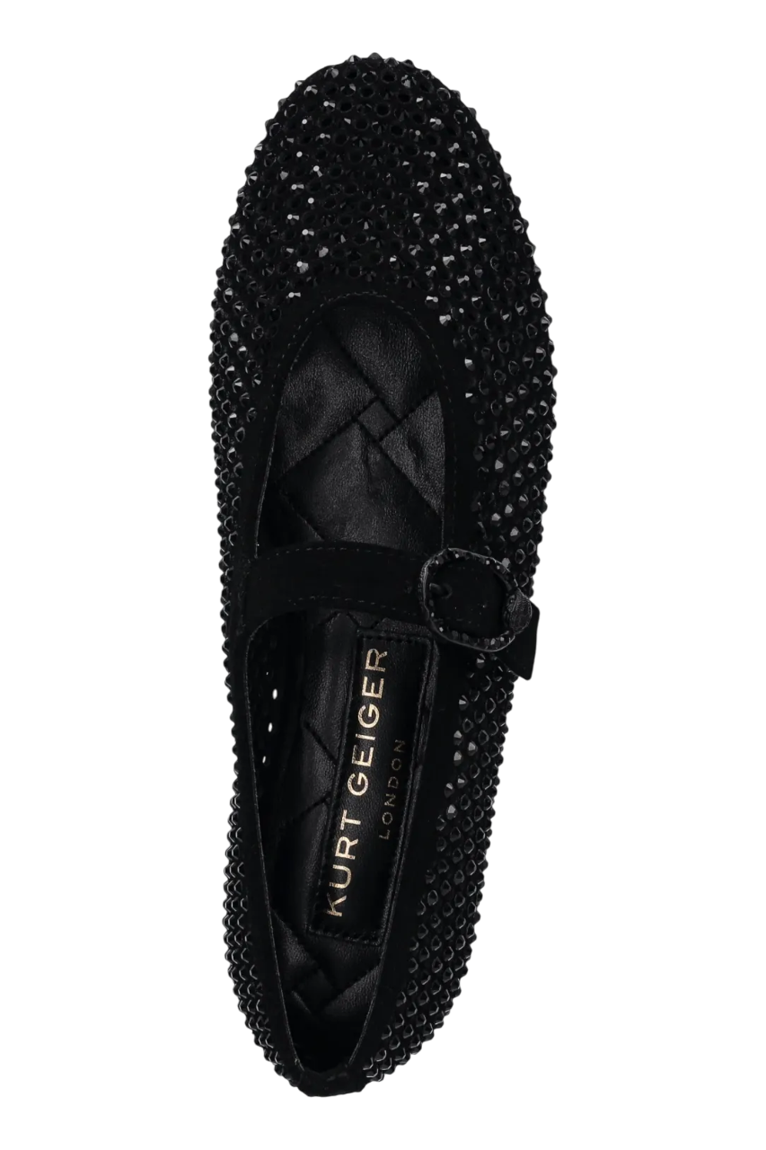 Kurt Geiger ballerine traforate Mayfair in suede con strass nero 2656300209 BLACK KURT GEIGER