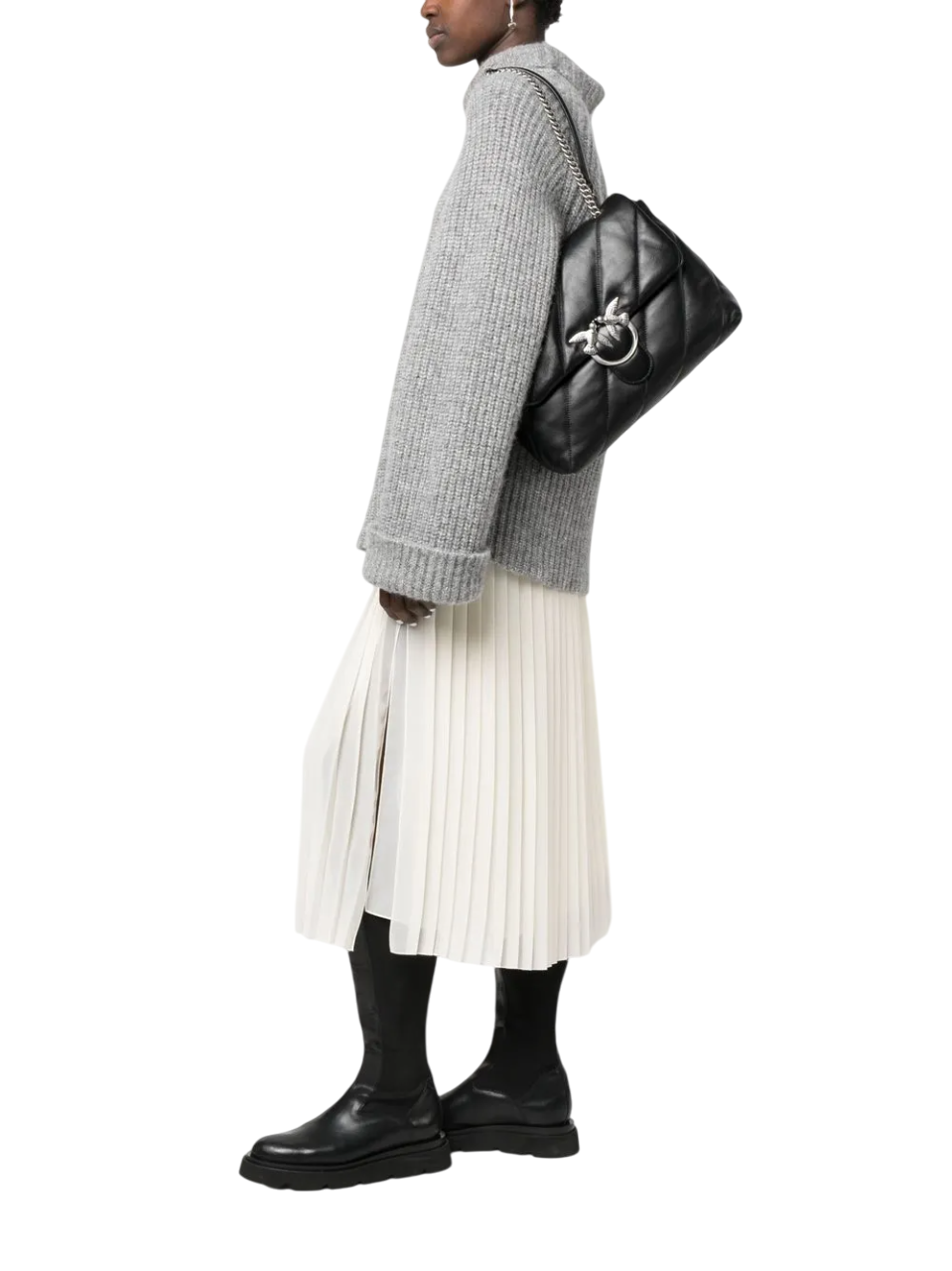 Pinko borsa Love Big Puff Maxi Quilt in pelle trapuntata nero argento 100037-A0F2 Z99O PINKO